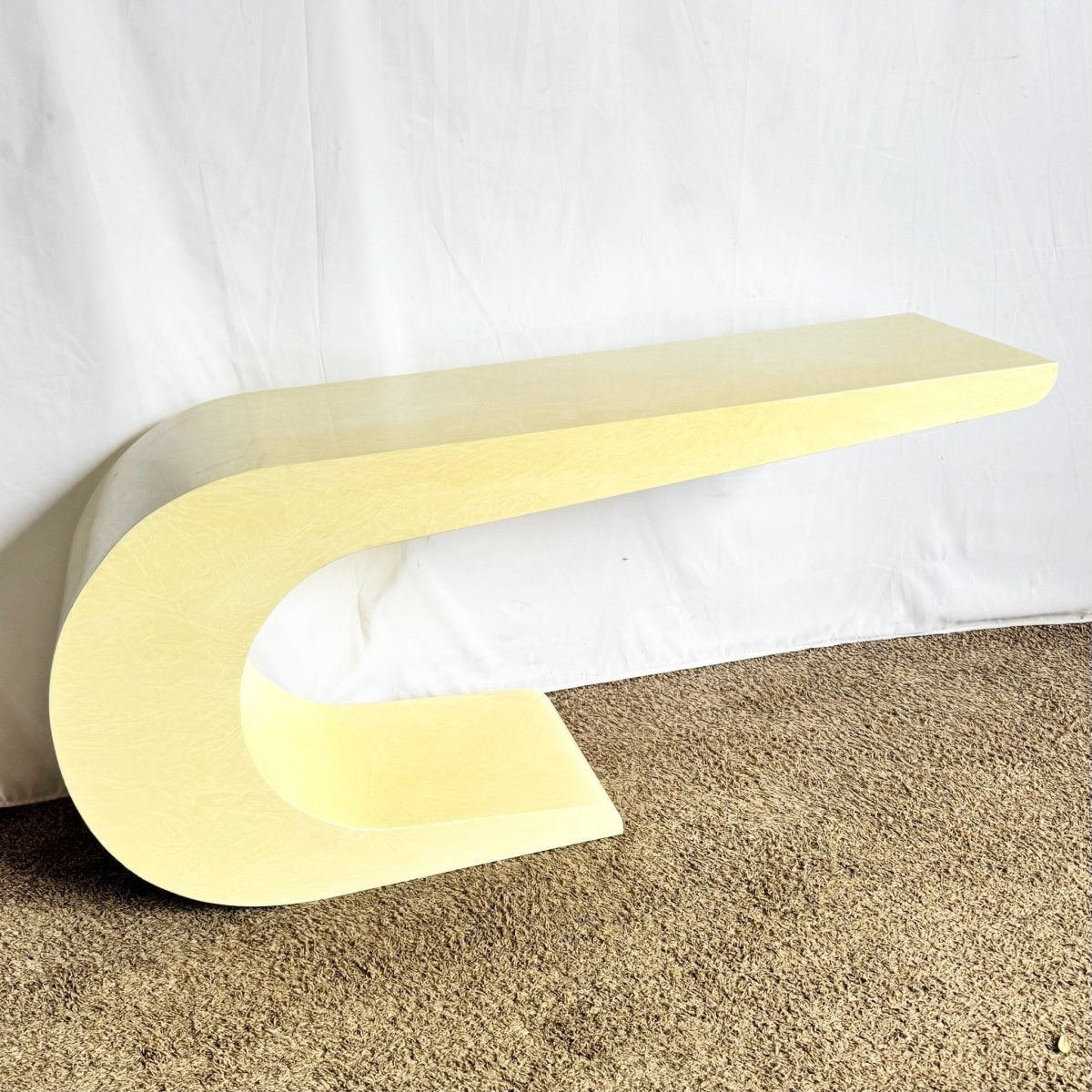 Post Modern Lacquered Cream Wave Console Table - Dolphin & Flamingo