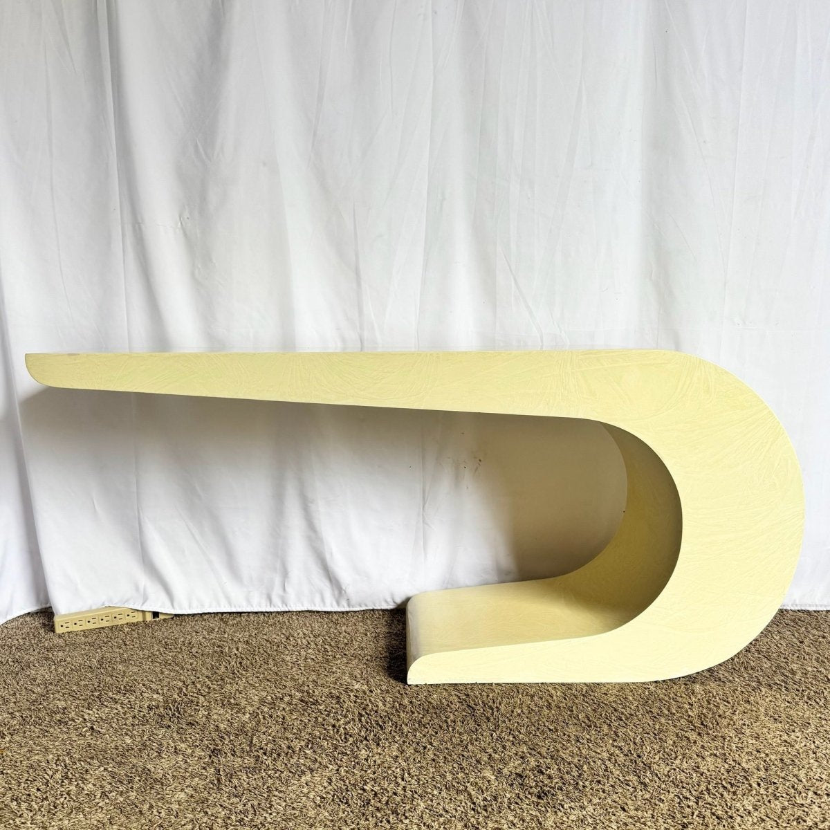 Post Modern Lacquered Cream Wave Console Table - Dolphin & Flamingo