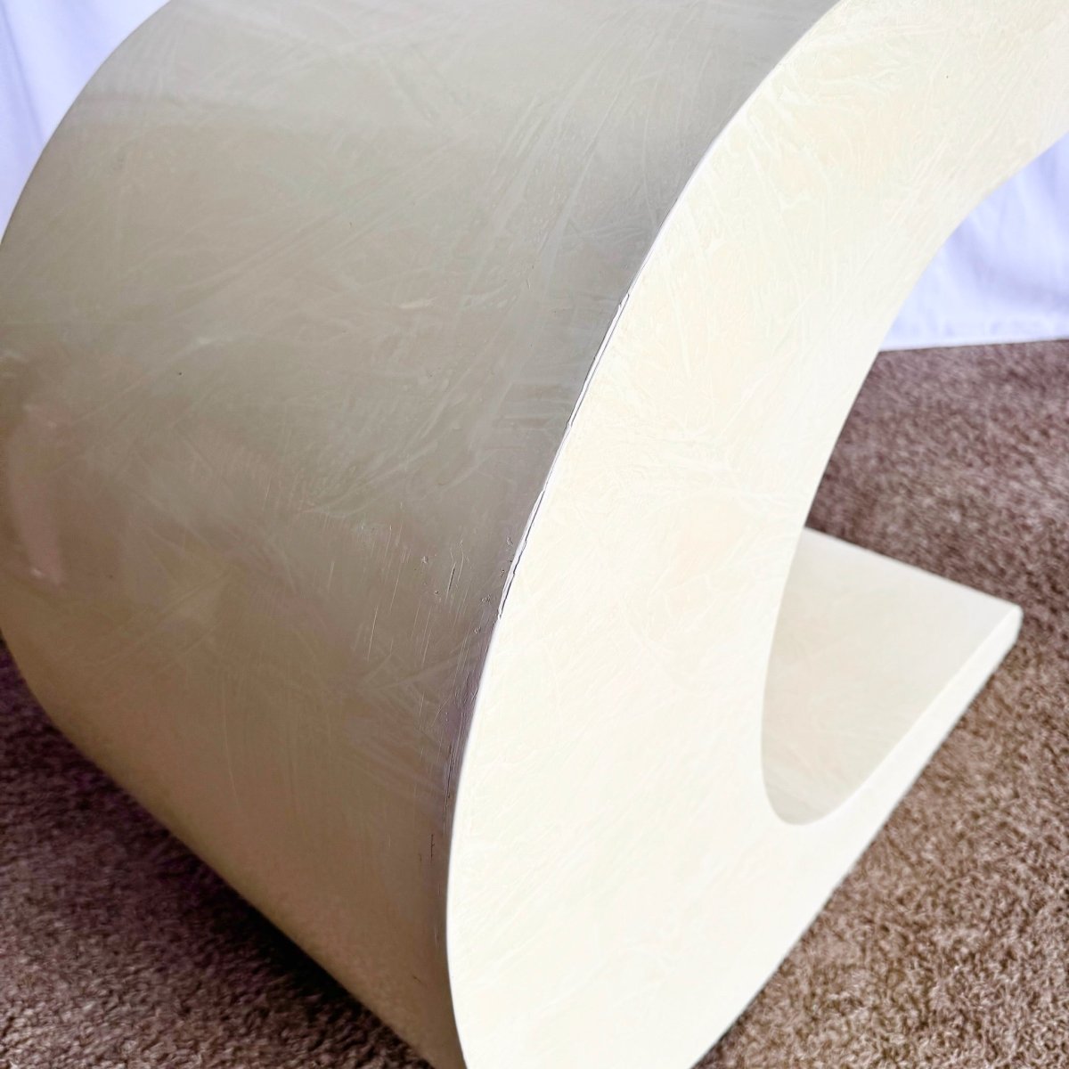 Post Modern Lacquered Cream Wave Console Table - Dolphin & Flamingo