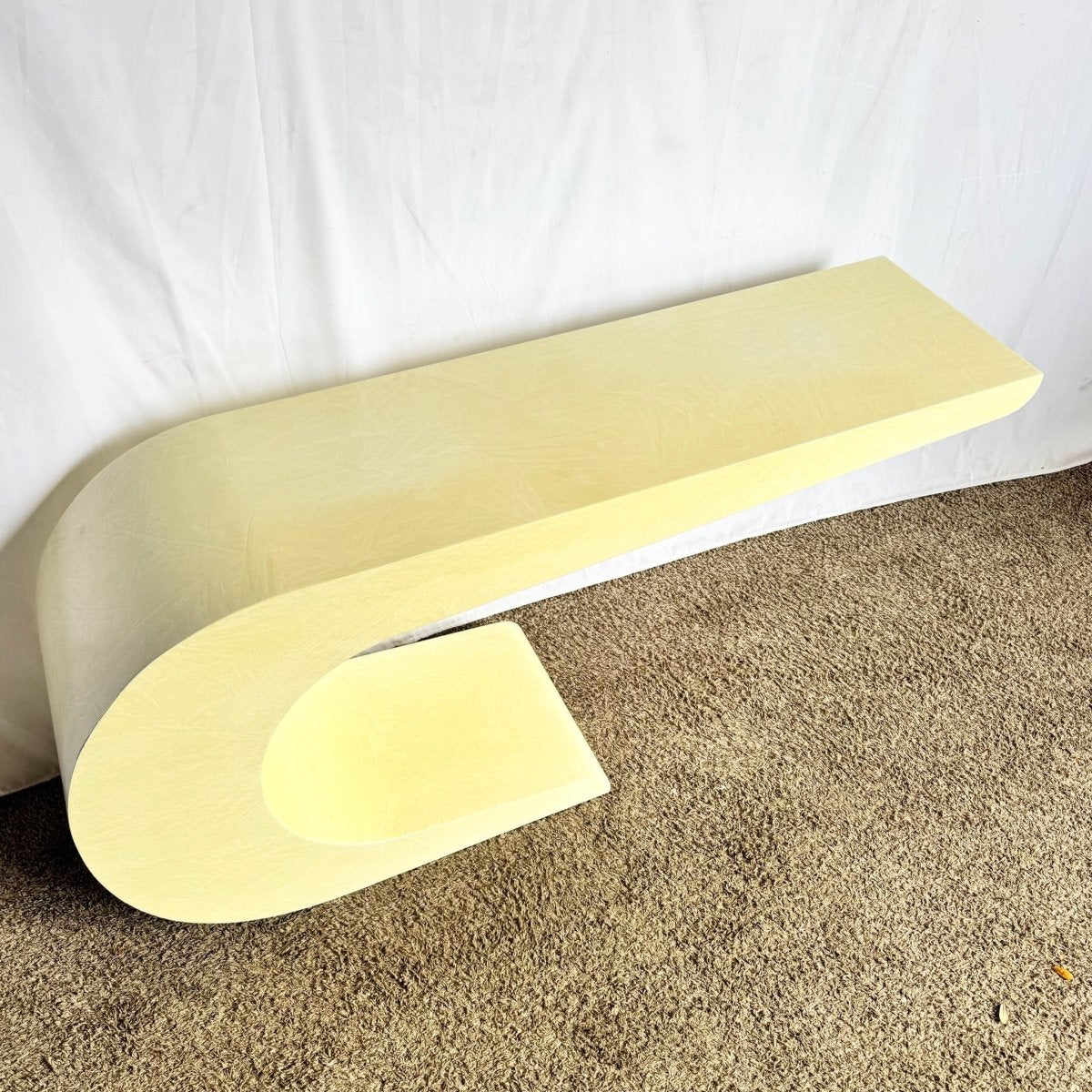 Post Modern Lacquered Cream Wave Console Table - Dolphin & Flamingo