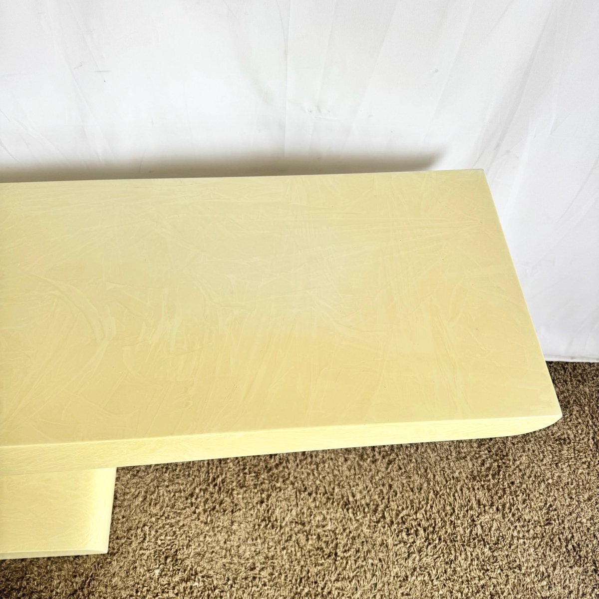 Post Modern Lacquered Cream Wave Console Table - Dolphin & Flamingo