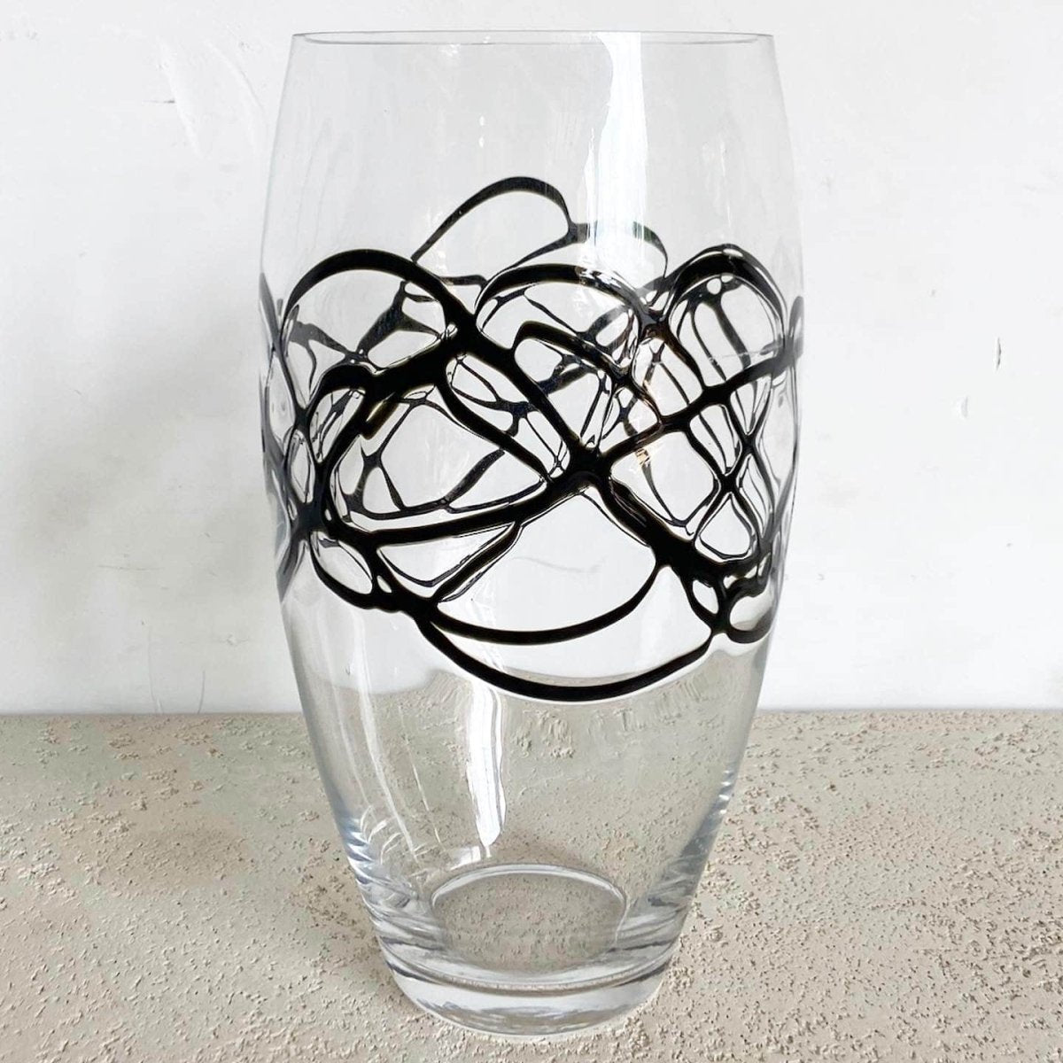 Postmodern Abstract Glass Vase - Dolphin & Flamingo