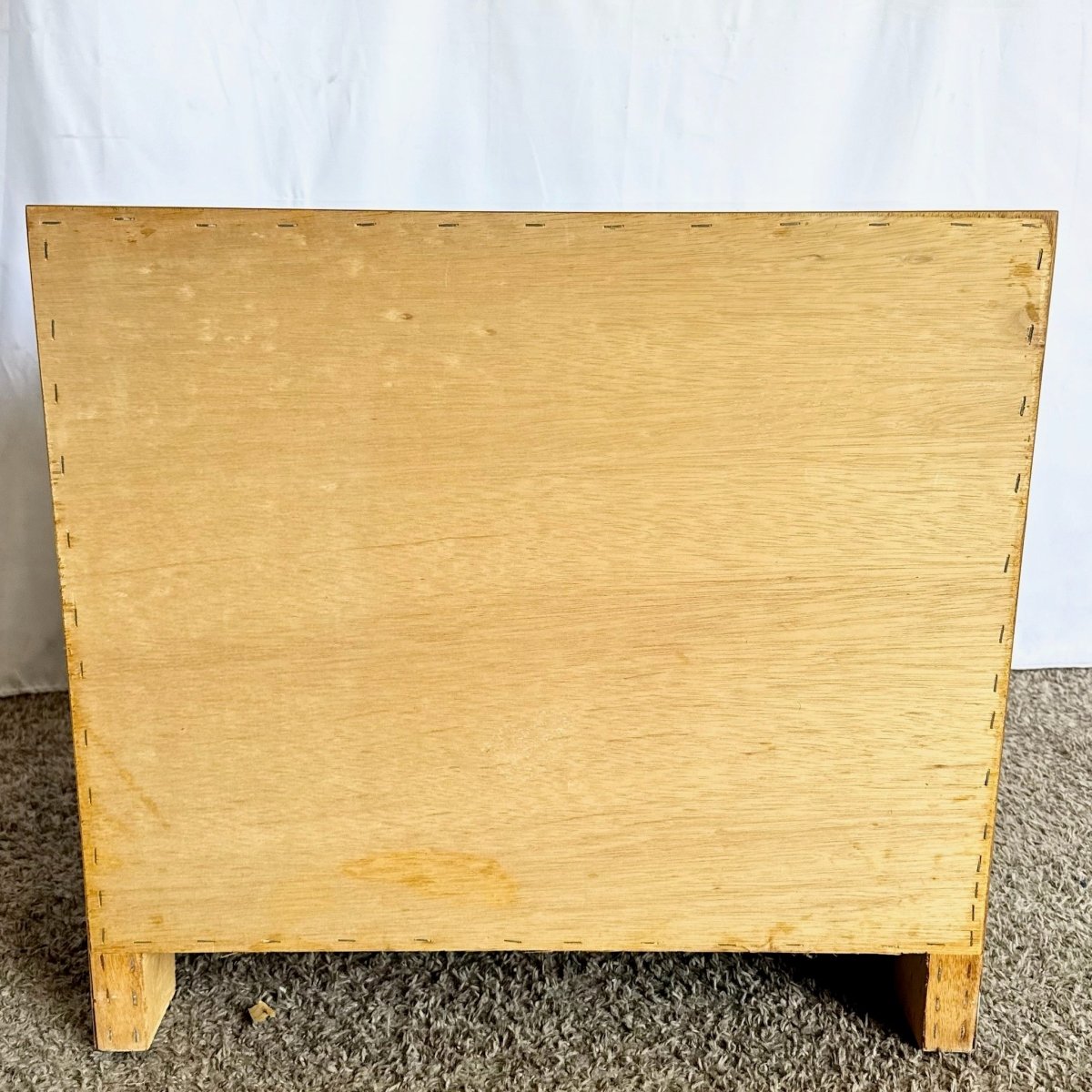 Postmodern Aqua Blue Lacquer Laminate Waterfall Nightstand - Dolphin & Flamingo
