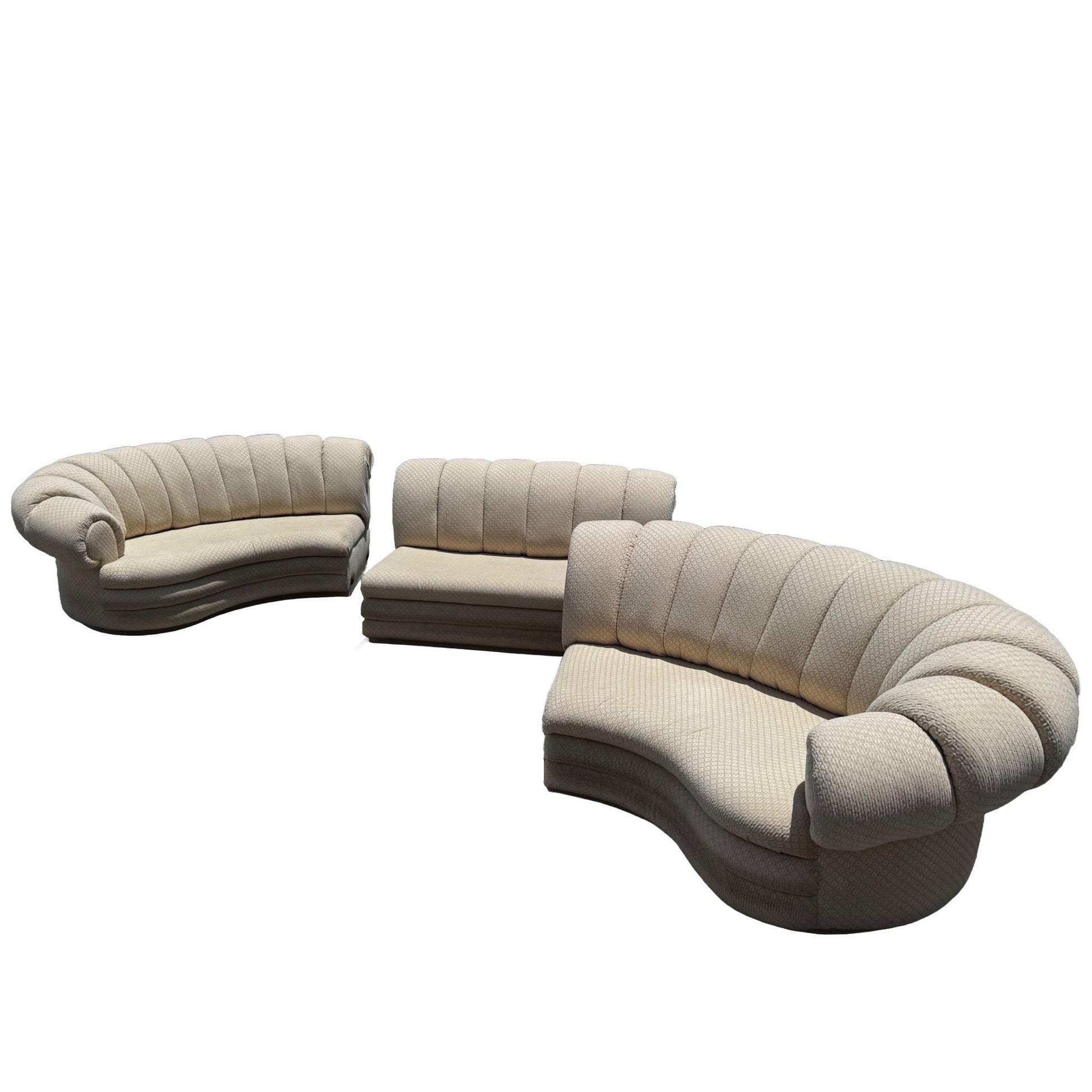 Postmodern Beige Scalloped Sectional Sofa - Dolphin & Flamingo