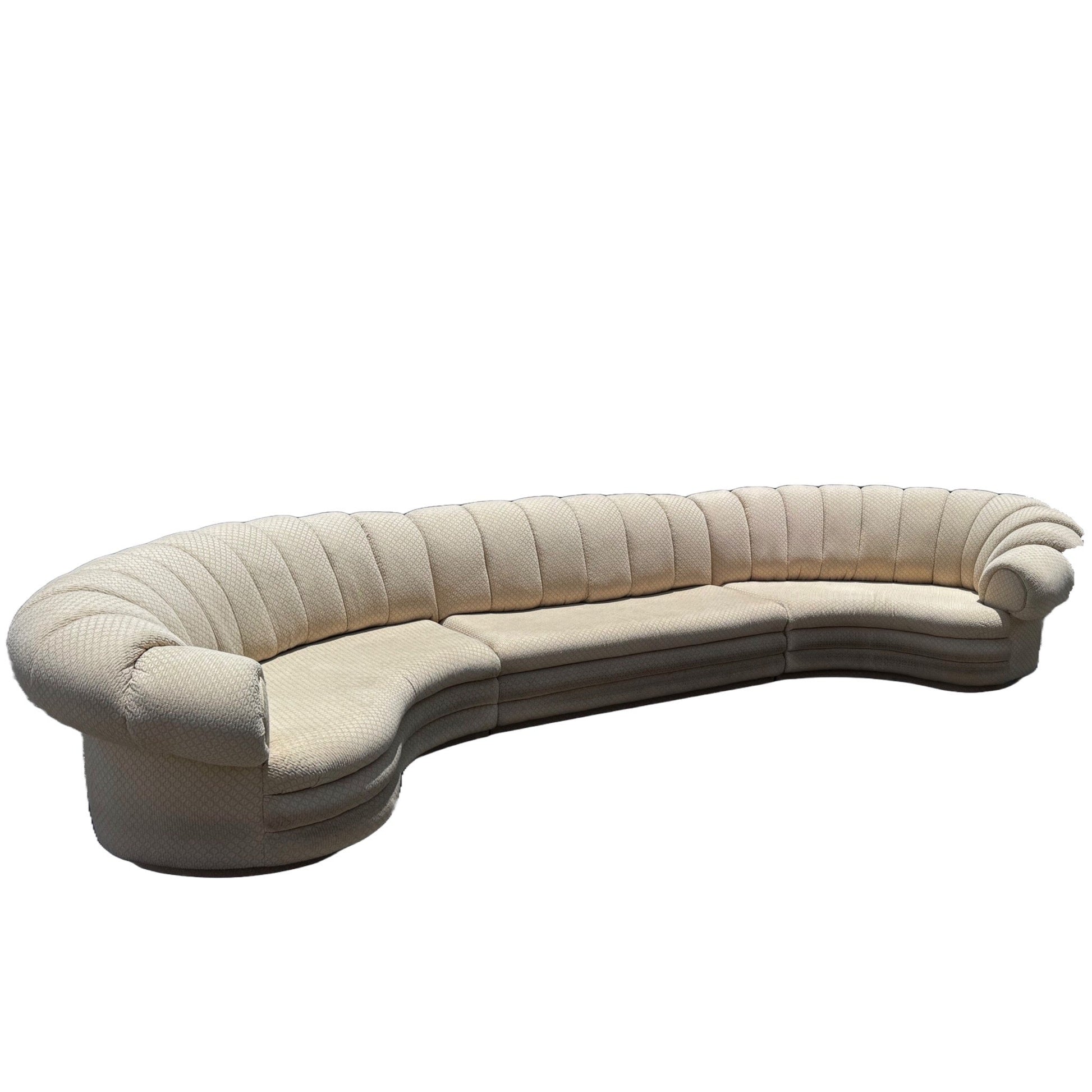 Postmodern Beige Scalloped Sectional Sofa - Dolphin & Flamingo