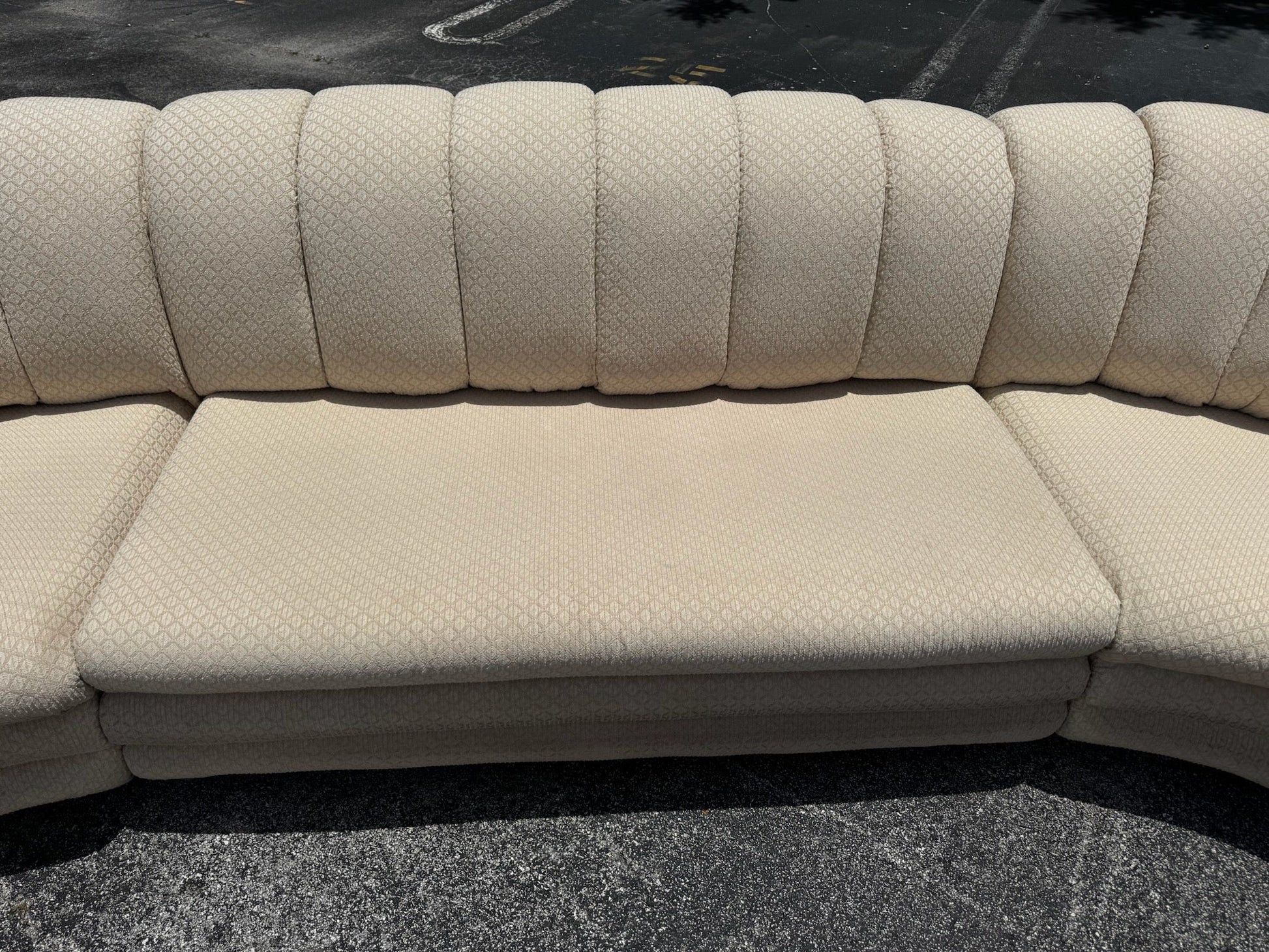 Postmodern Beige Scalloped Sectional Sofa - Dolphin & Flamingo