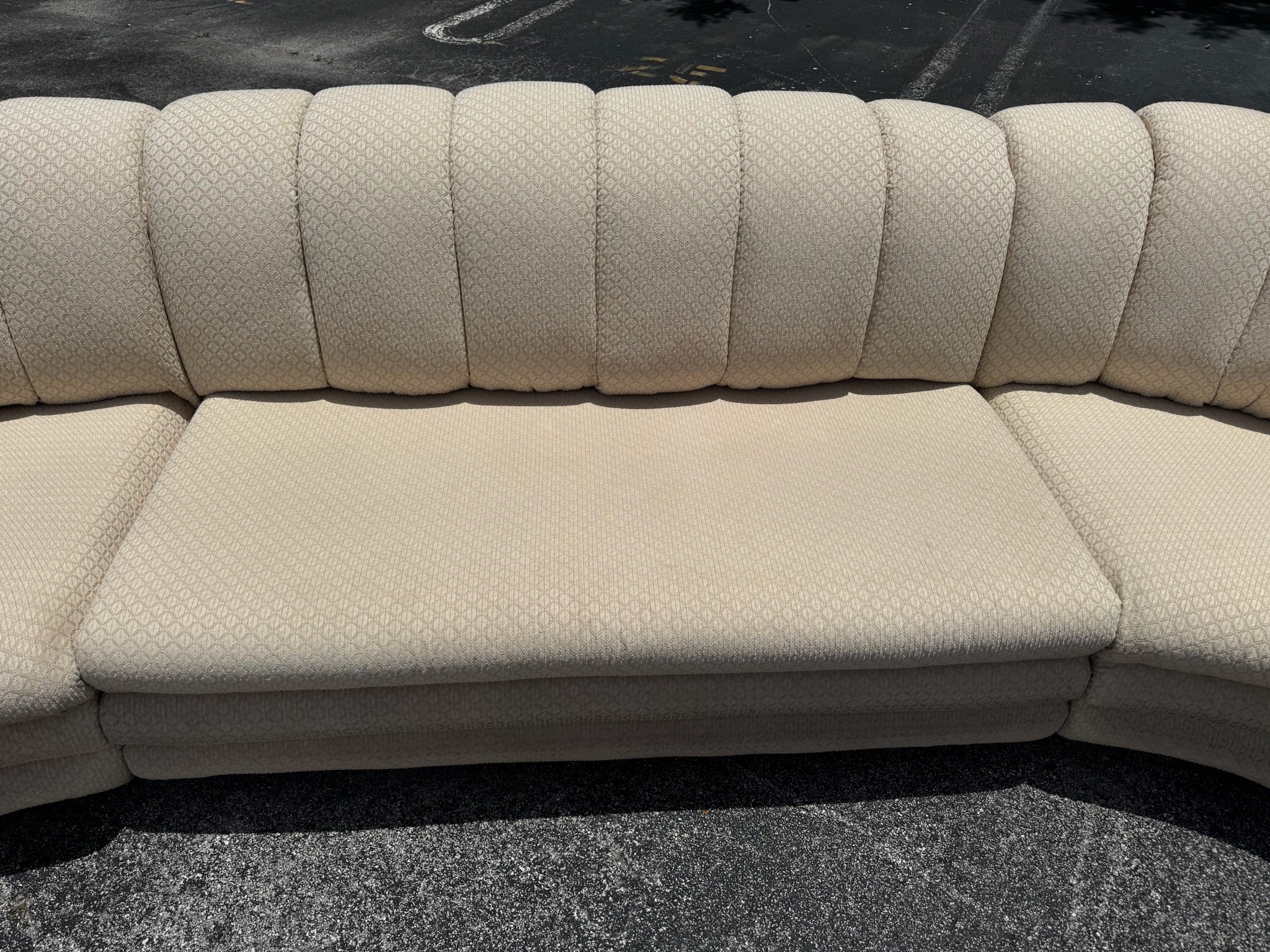 Postmodern Beige Scalloped Sectional Sofa - Dolphin & Flamingo