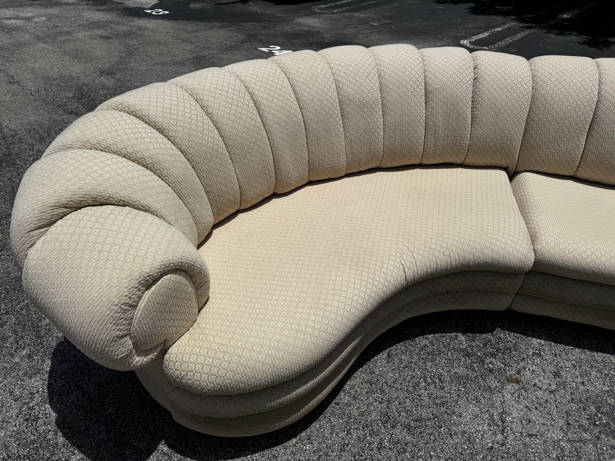 Postmodern Beige Scalloped Sectional Sofa - Dolphin & Flamingo