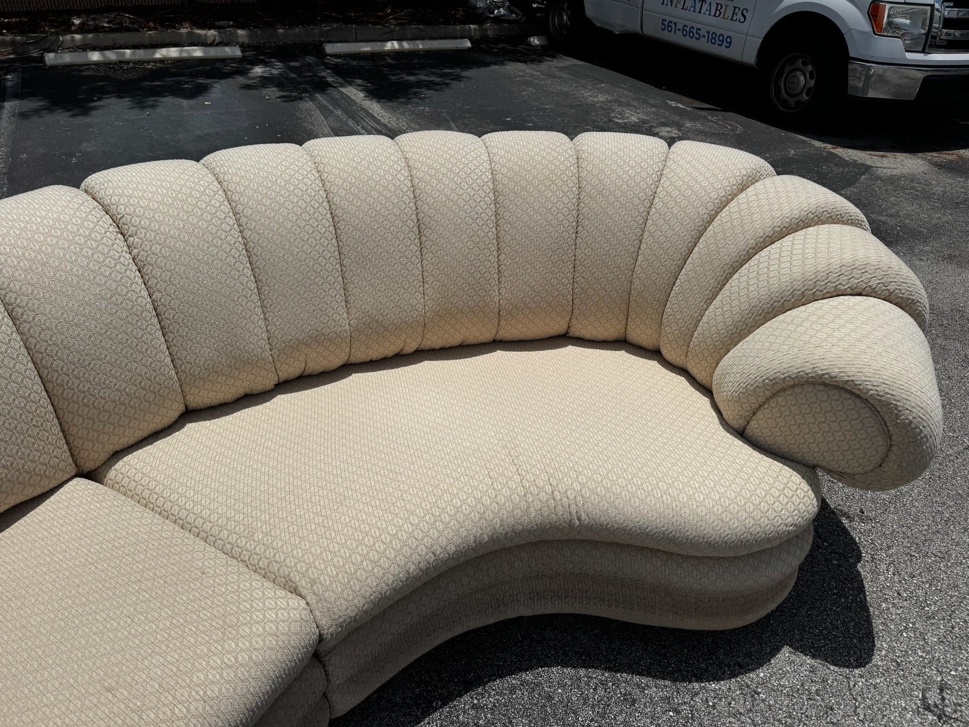Postmodern Beige Scalloped Sectional Sofa - Dolphin & Flamingo