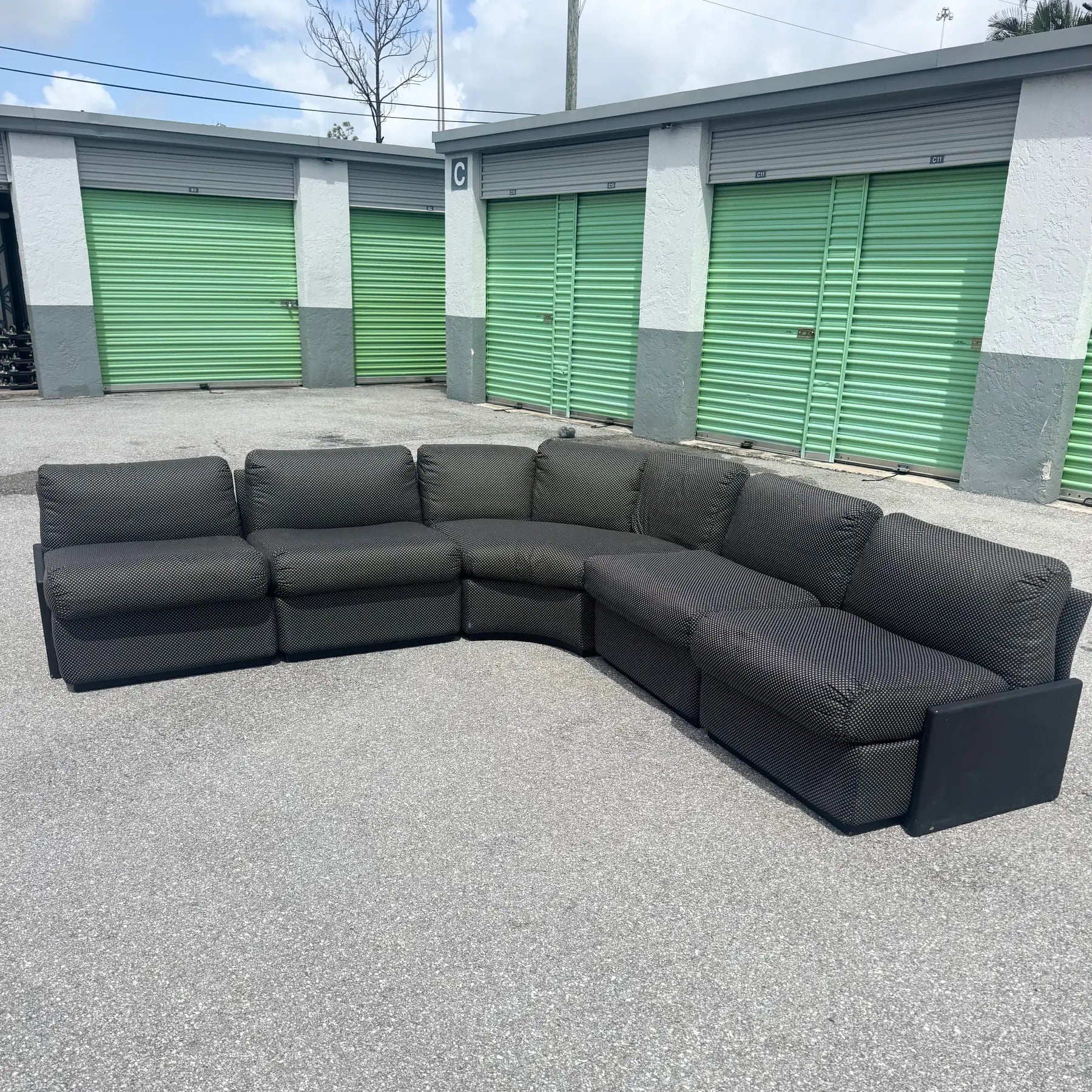 Postmodern Black on Black Modular Sectional Sofa - 5 Pieces Dolphin & Flamingo