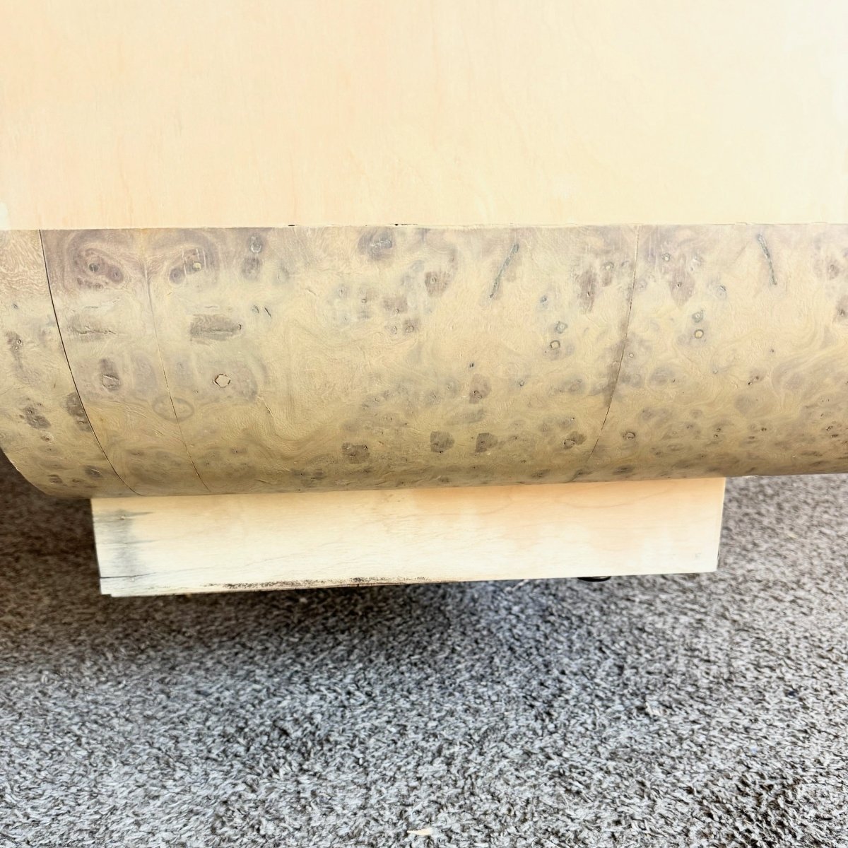 Postmodern Blonde Waterfall Credenza With Burl Wood Accents - Dolphin & Flamingo