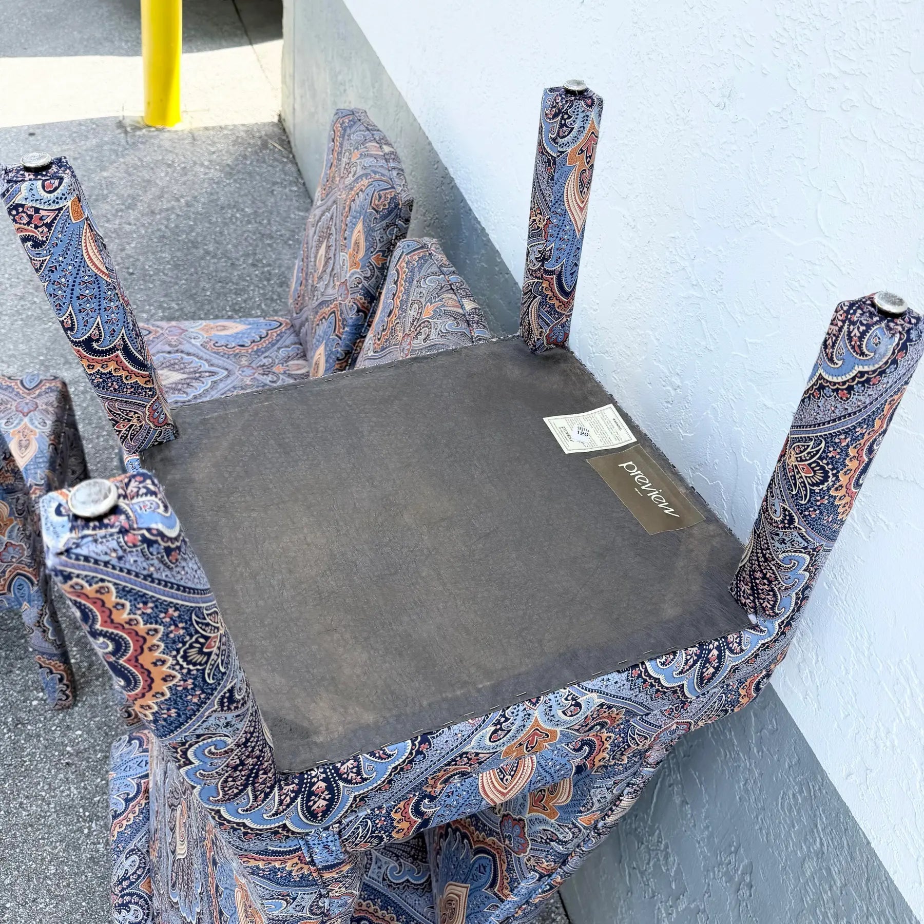 Postmodern Blue and Orange Parsons Dining Chairs by Preview - Set of 6 Dolphin & Flamingo