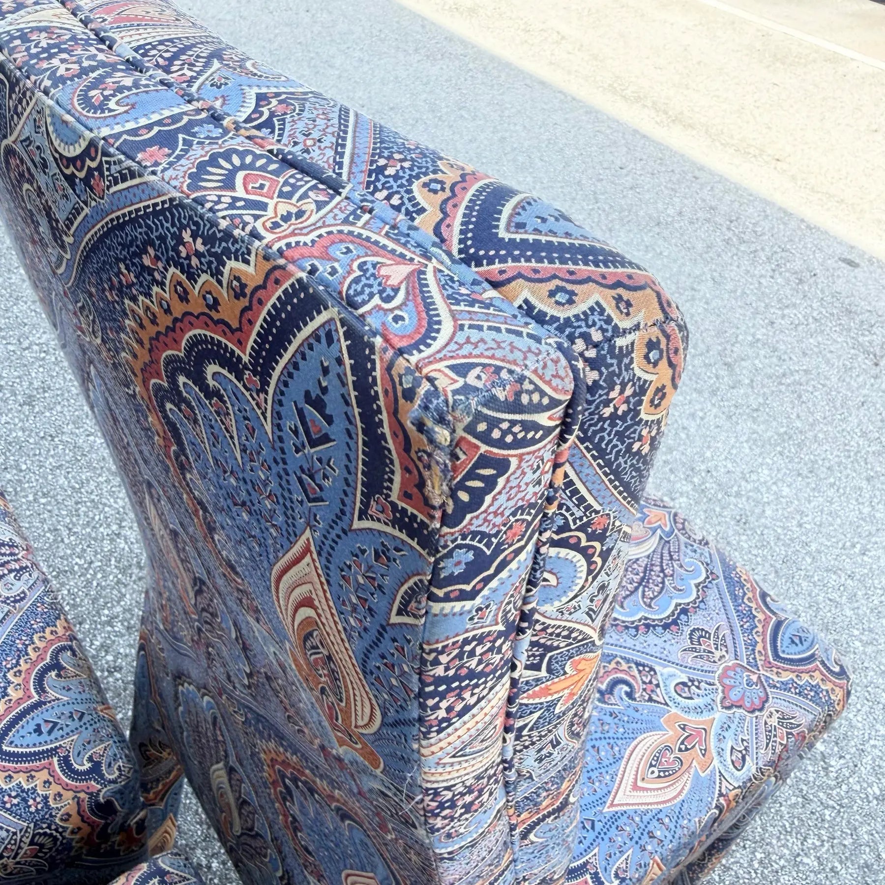 Postmodern Blue and Orange Parsons Dining Chairs by Preview - Set of 6 Dolphin & Flamingo