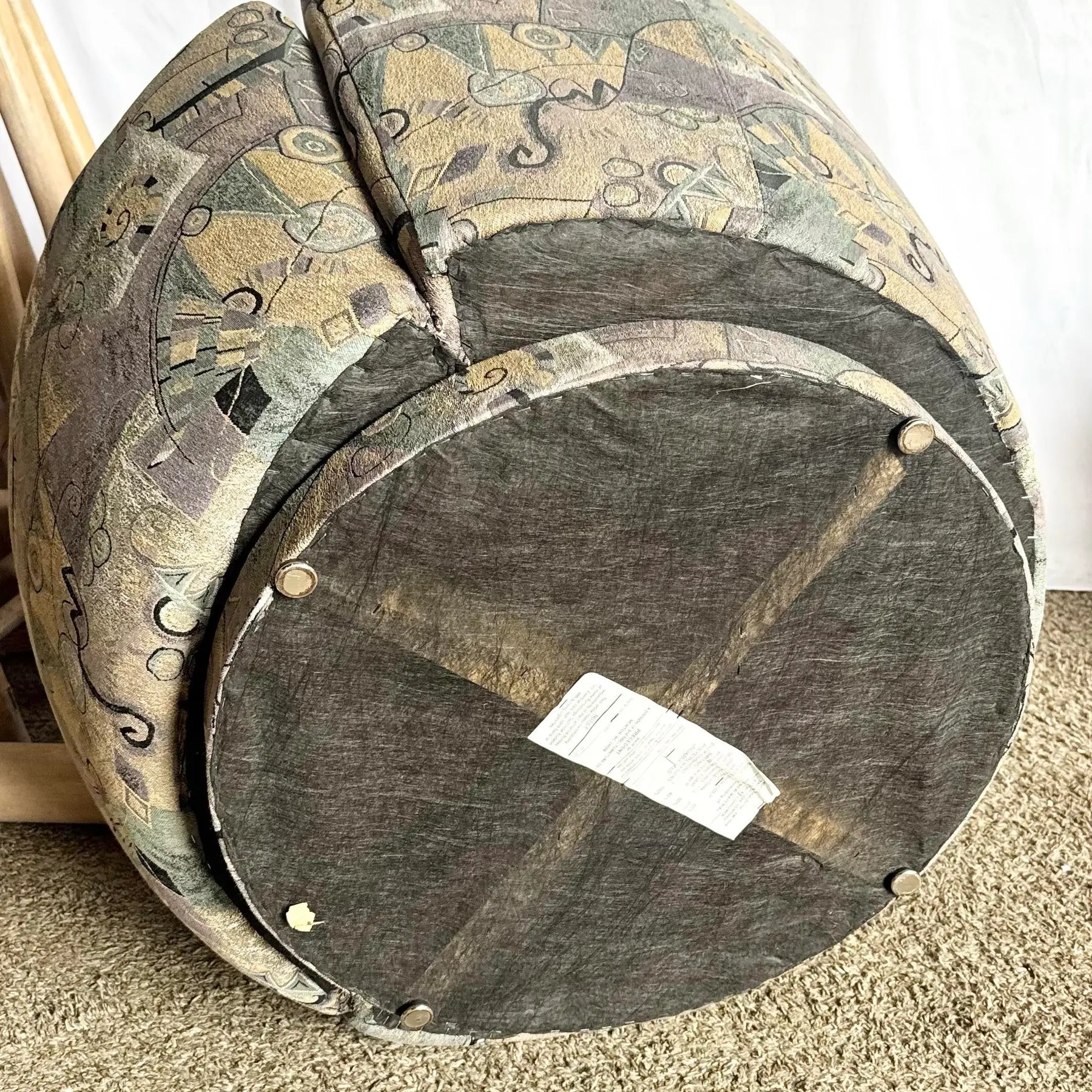 Postmodern Blue Gray and Purple Nautilus Swivel Chairs - A Pair Dolphin & Flamingo