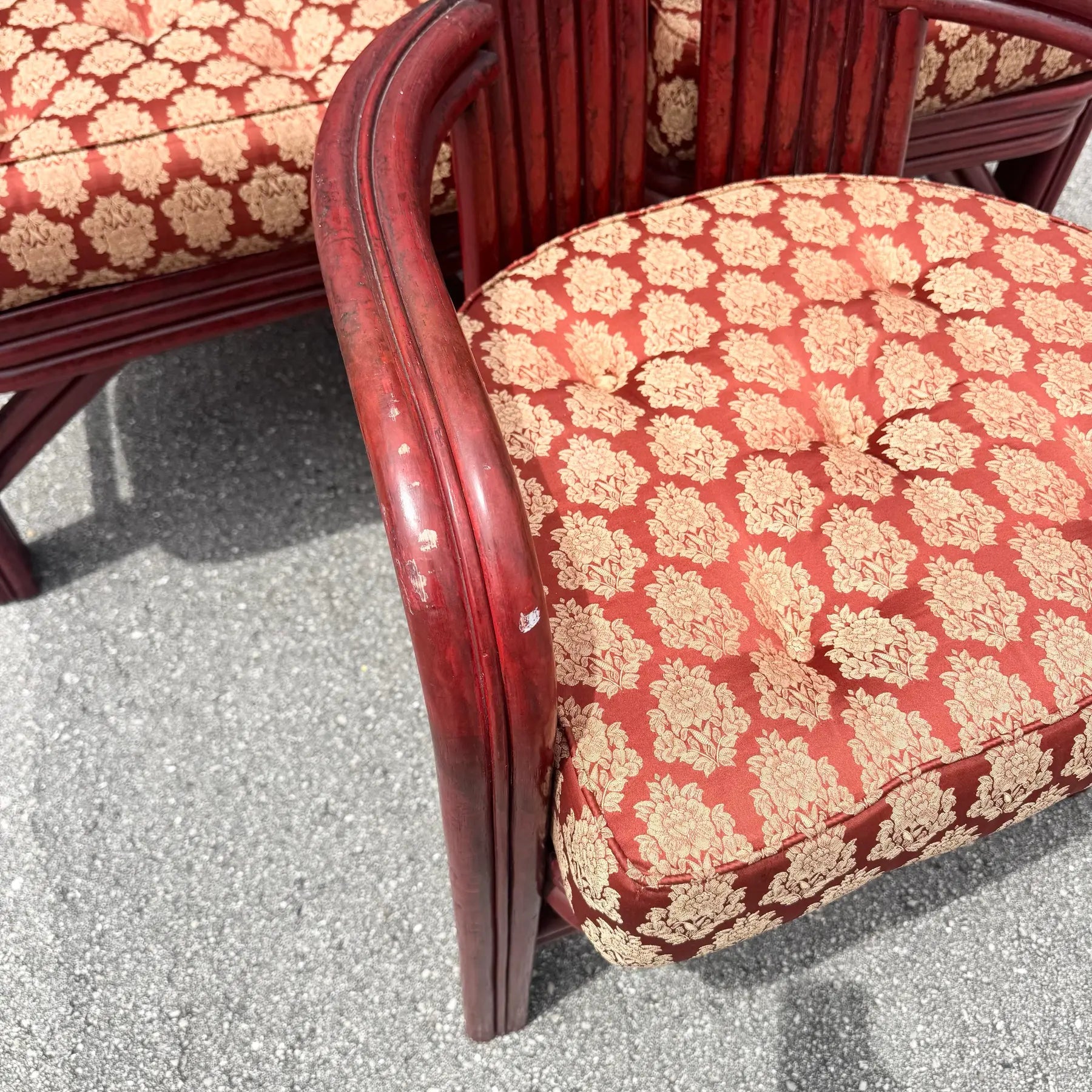 Postmodern Boho Rattan High Back Dining Chairs - Set of 6 Dolphin & Flamingo