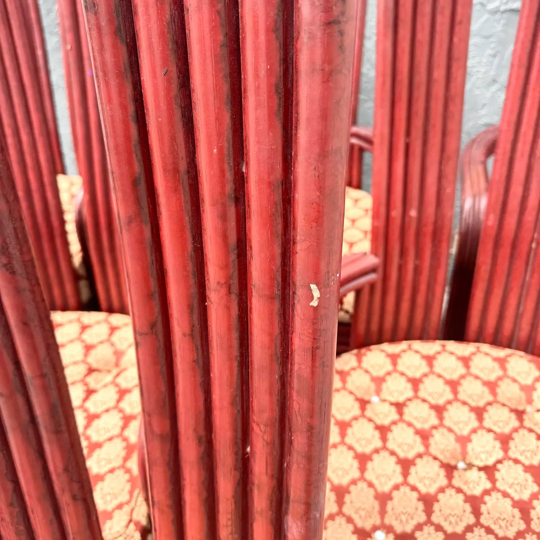 Postmodern Boho Rattan High Back Dining Chairs - Set of 6 Dolphin & Flamingo