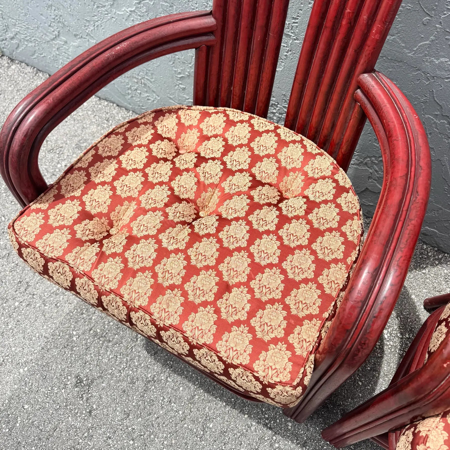 Postmodern Boho Rattan High Back Dining Chairs - Set of 6 Dolphin & Flamingo