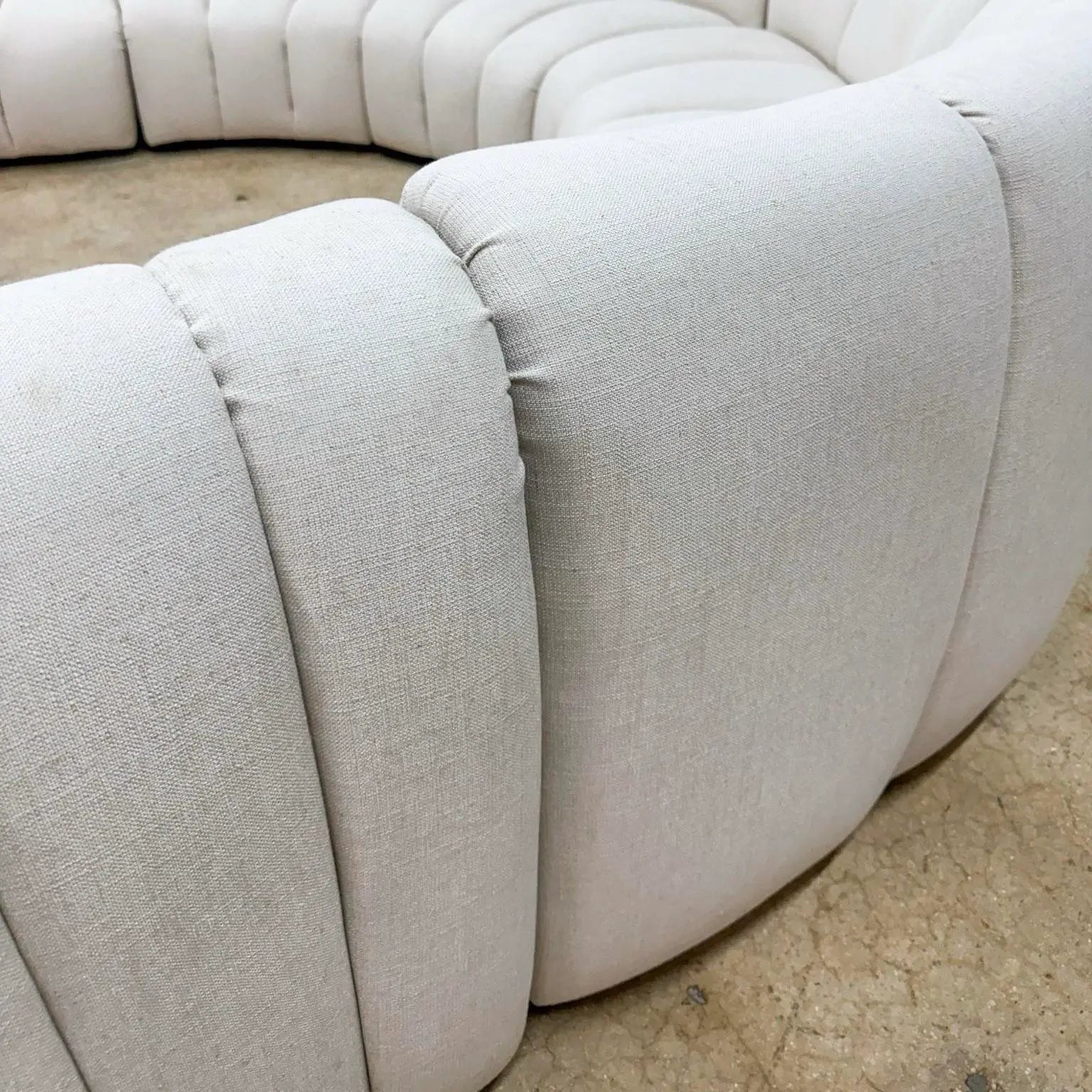 Postmodern Channeled Scalloped Beige Fabric Sections Sofa - 6 Pieces - Dolphin & Flamingo
