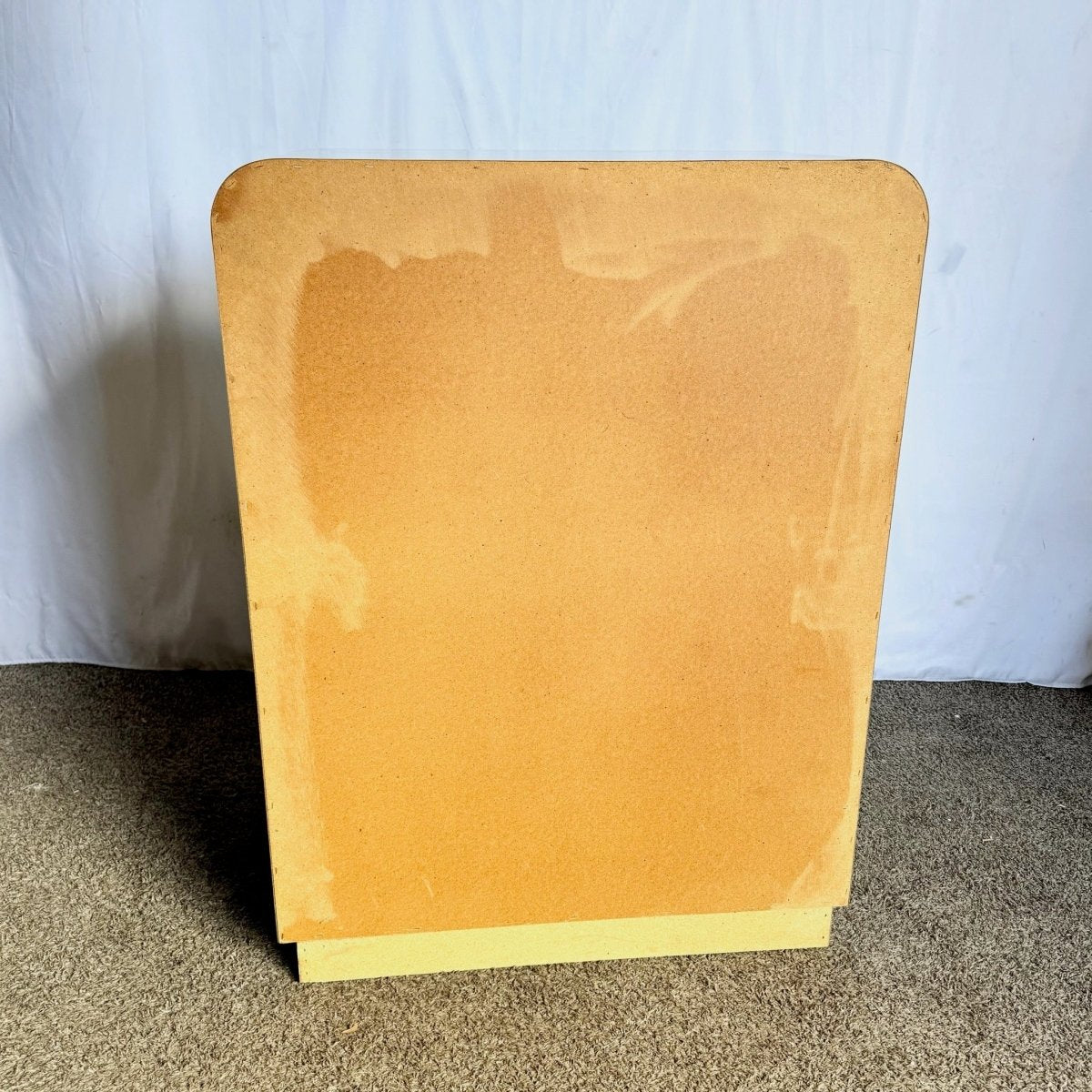 Postmodern Cream Lacquer Laminate Waterfall Highboy Dresser - Dolphin & Flamingo