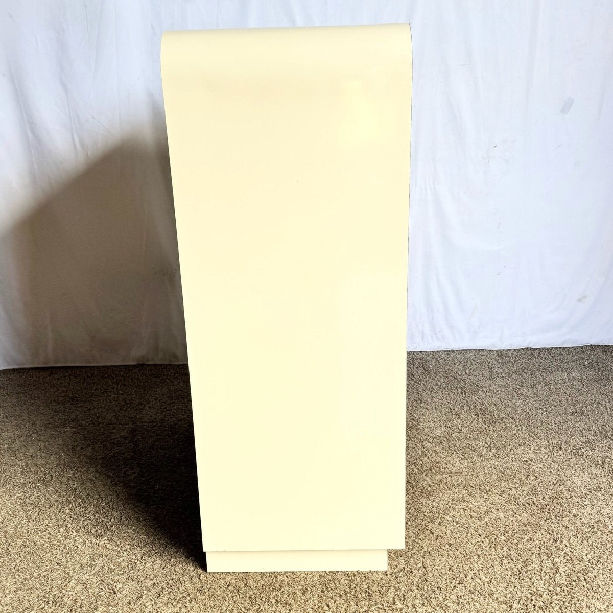Postmodern Cream Lacquer Laminate Waterfall Highboy Dresser - Dolphin & Flamingo