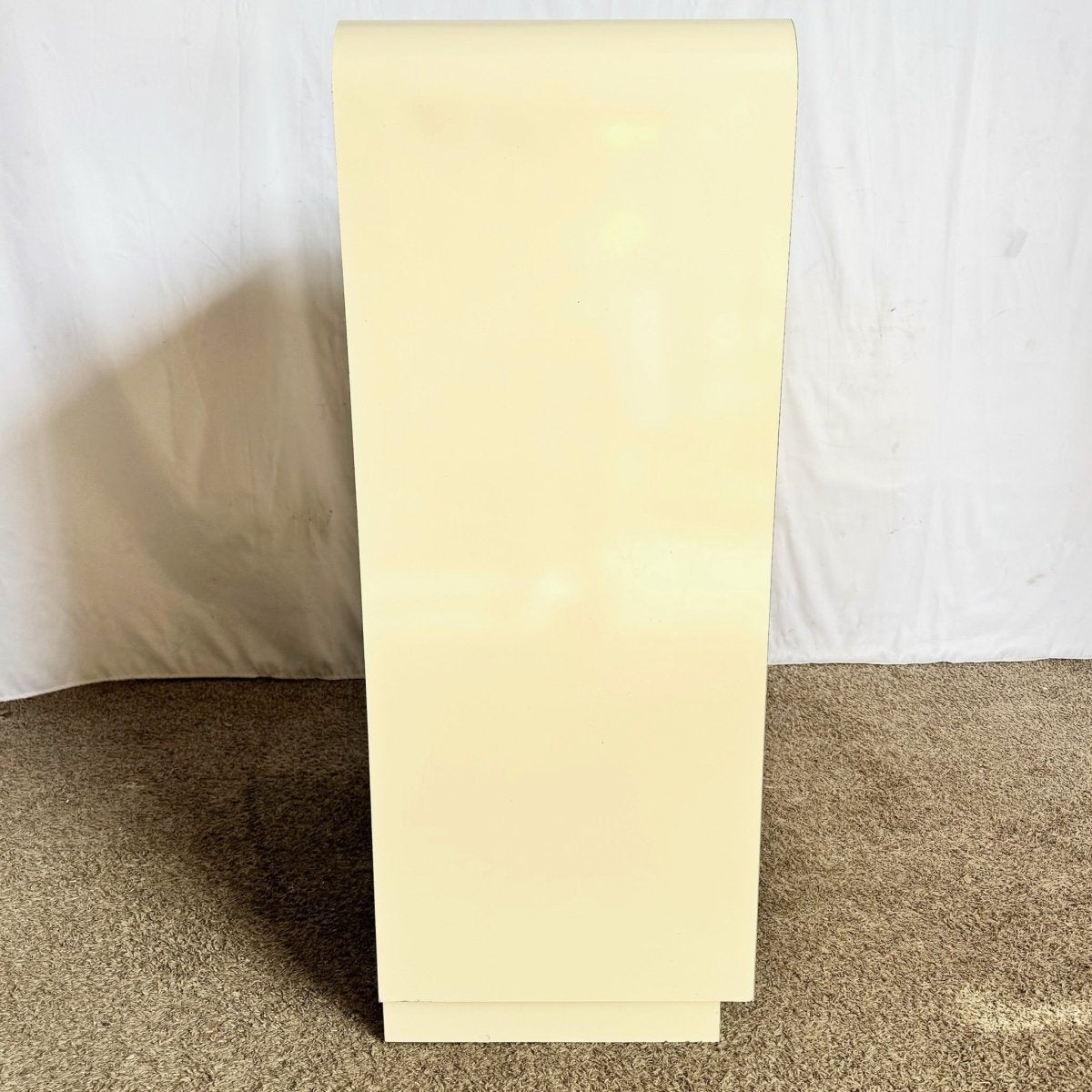 Postmodern Cream Lacquer Laminate Waterfall Highboy Dresser - Dolphin & Flamingo