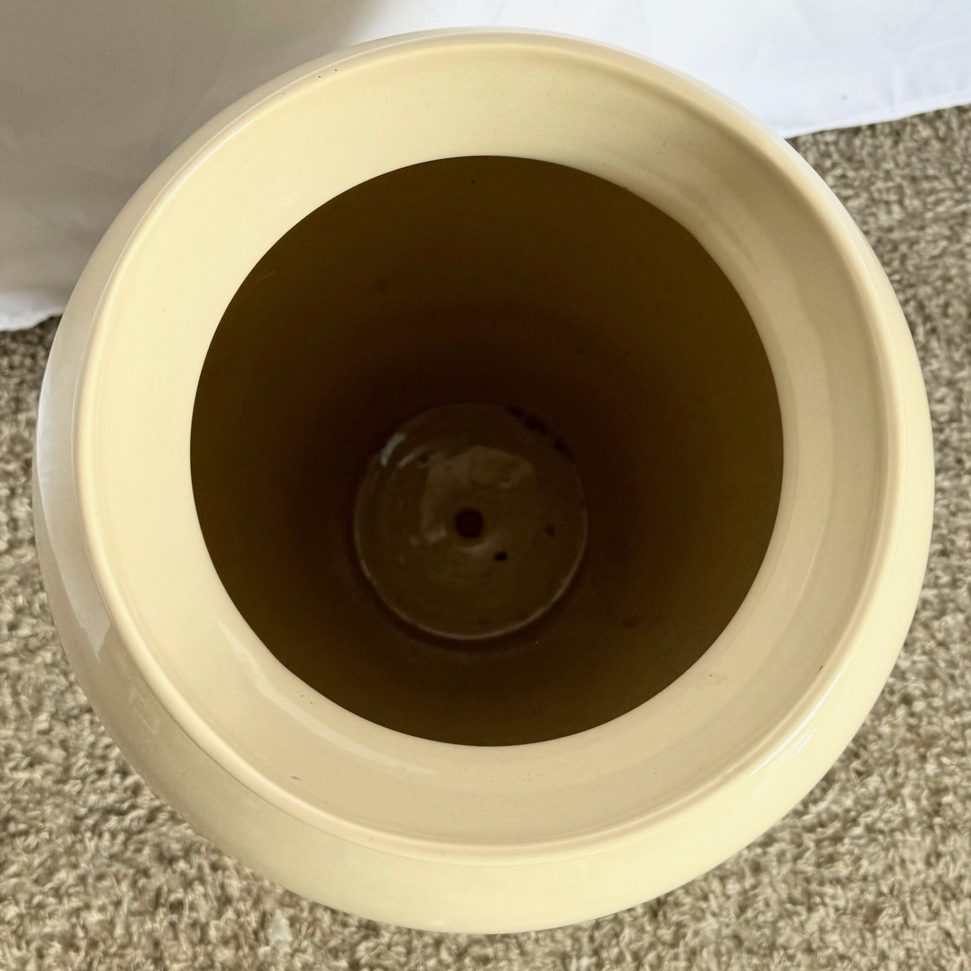 Postmodern Cream Lacquered Ceramic Floor Vase - Dolphin & Flamingo