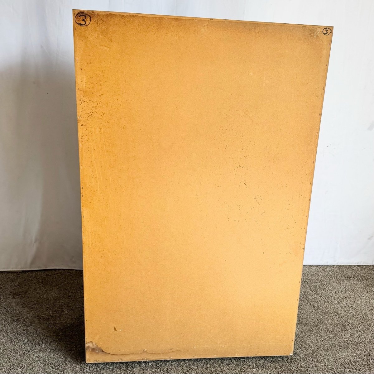 Postmodern Cream Laminate Highboy Dresser With Gold Accents - Dolphin & Flamingo