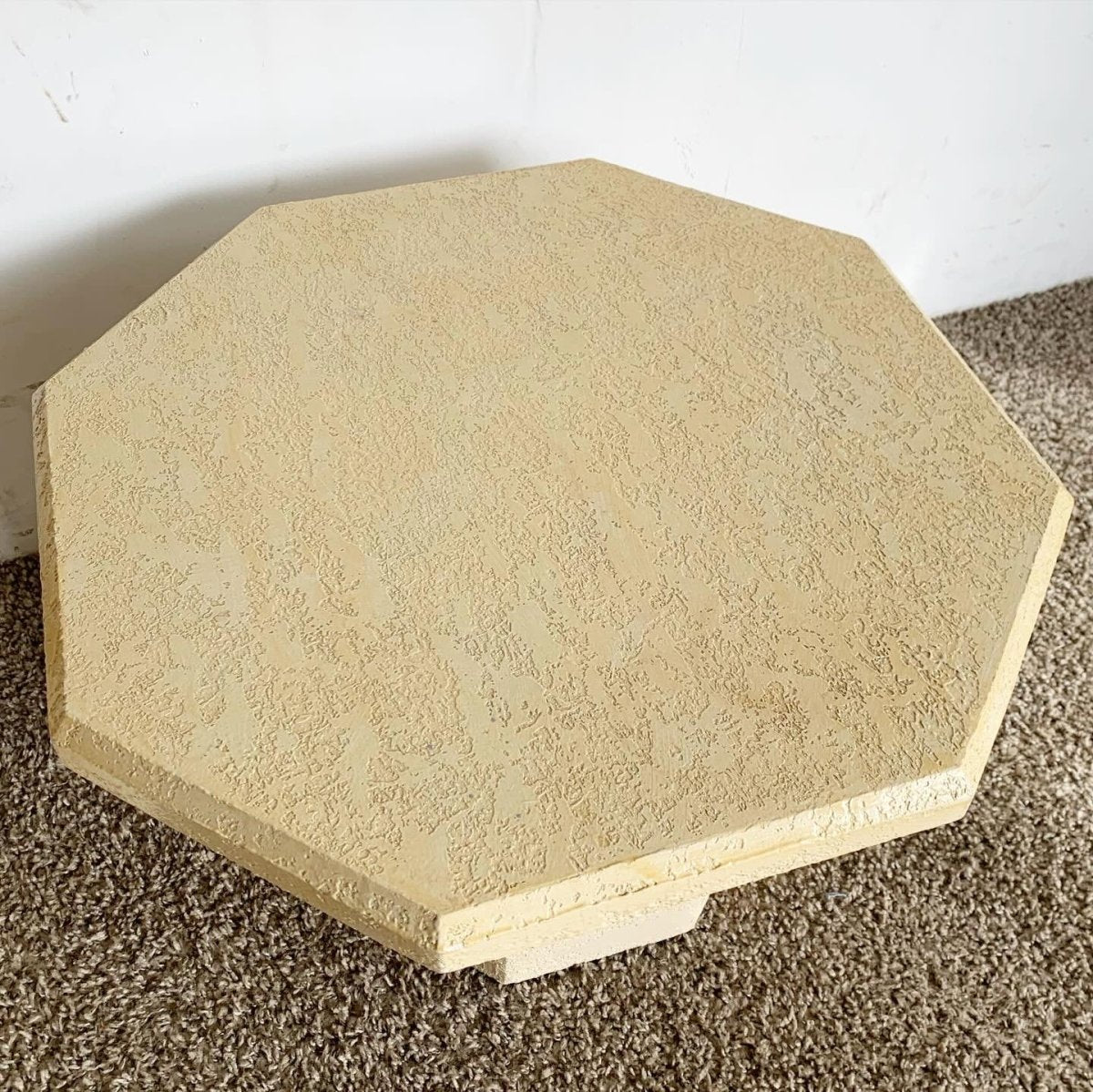 Postmodern Cream Octagonal Faux Stone Mushroom Nesting Tables - Set of 3 - Dolphin & Flamingo