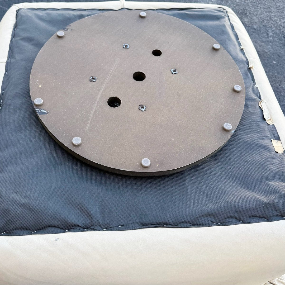 Postmodern Cream Sculpted Tufted Leather Swivel Lounge Chairs - A Pair - Dolphin & Flamingo