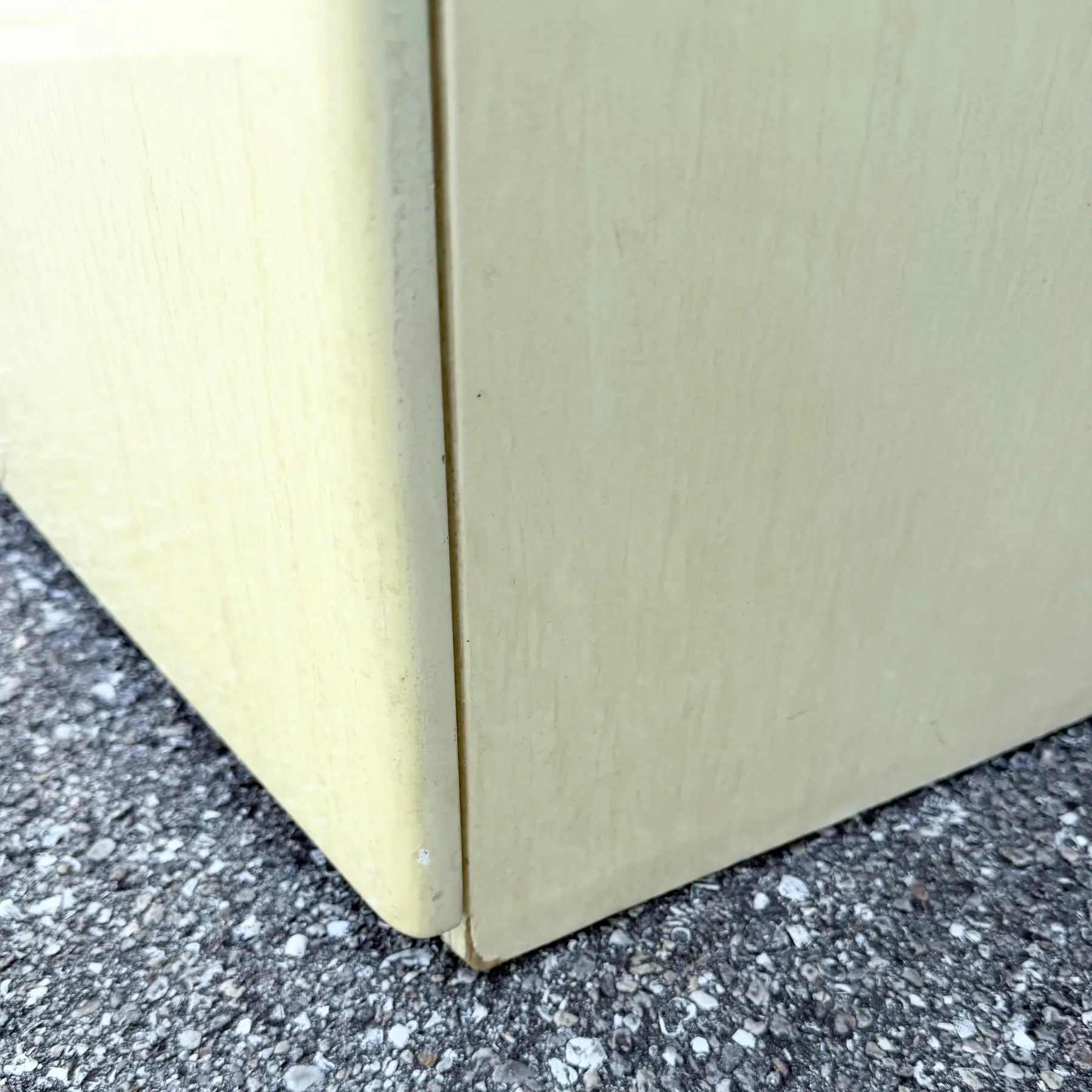 Postmodern Cream Woodgrain Finished Sawtooth Wave Credenza Dolphin & Flamingo