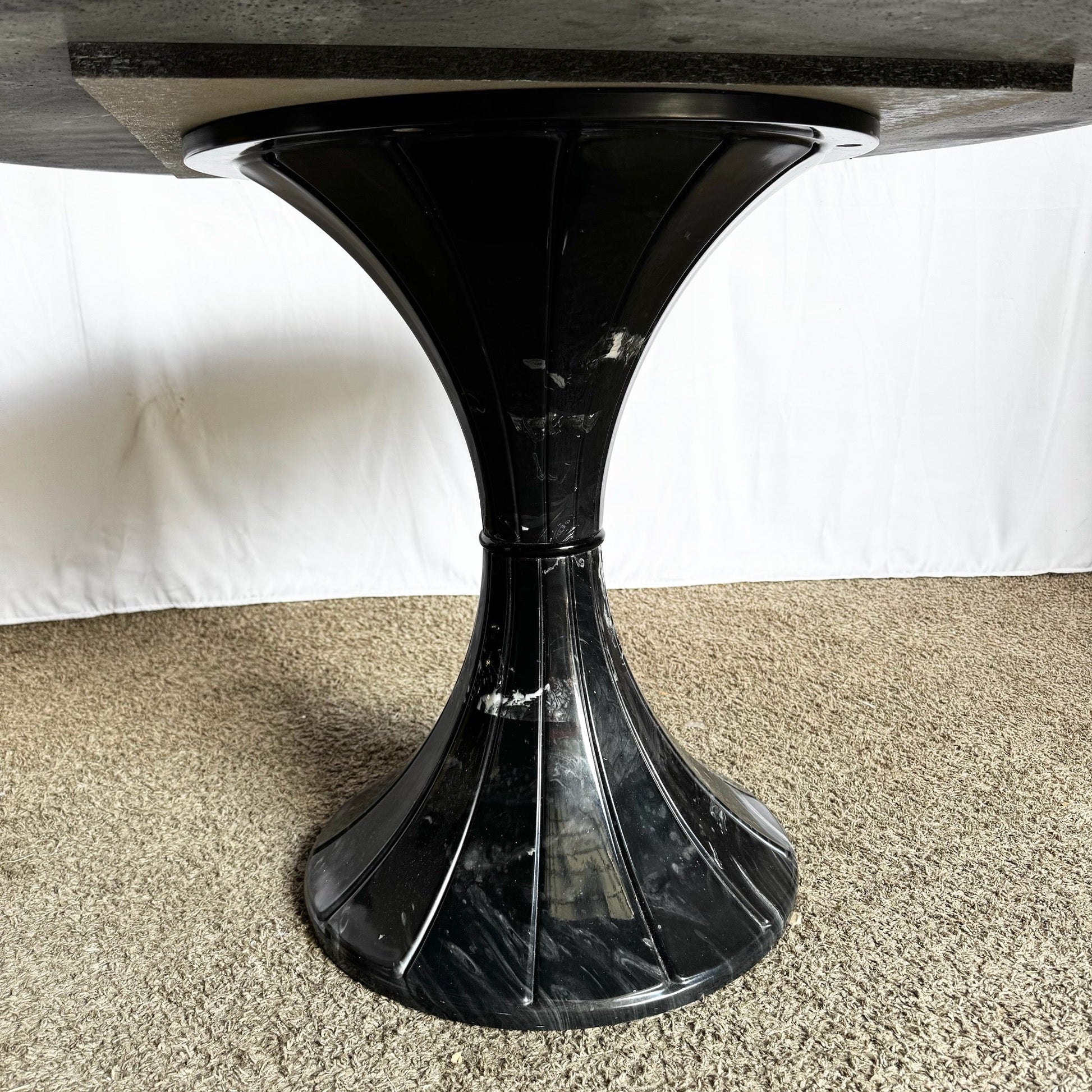 Postmodern Faux Black Marble Swivel Circular Dining Table - Dolphin & Flamingo