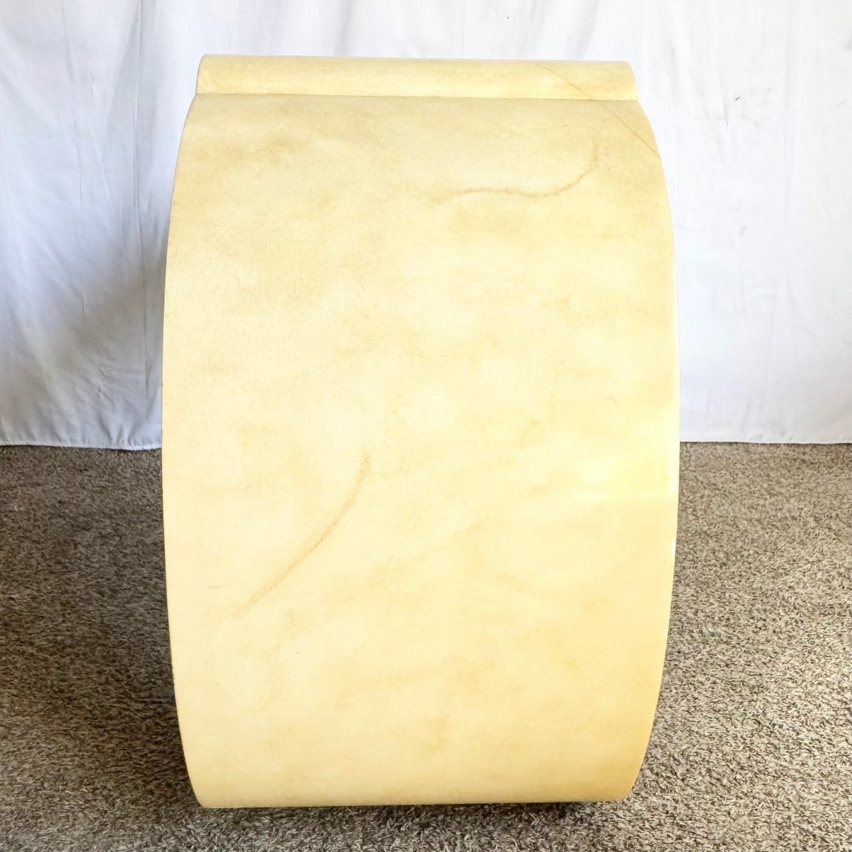 Postmodern Faux Goatskin Lacquered Waterfall Console Table - Dolphin & Flamingo