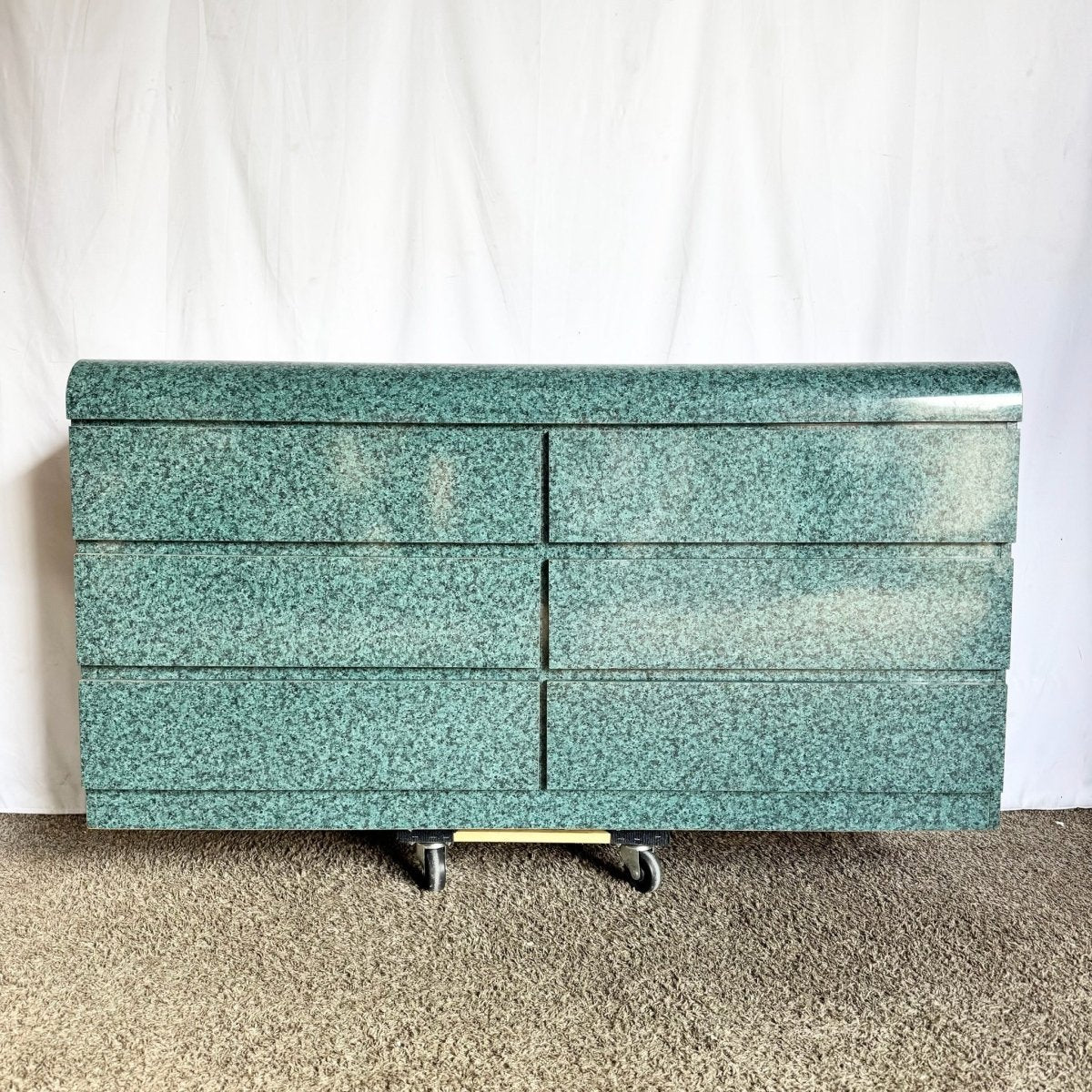 Postmodern Faux Teal Granite Waterfall Dresser - Dolphin & Flamingo