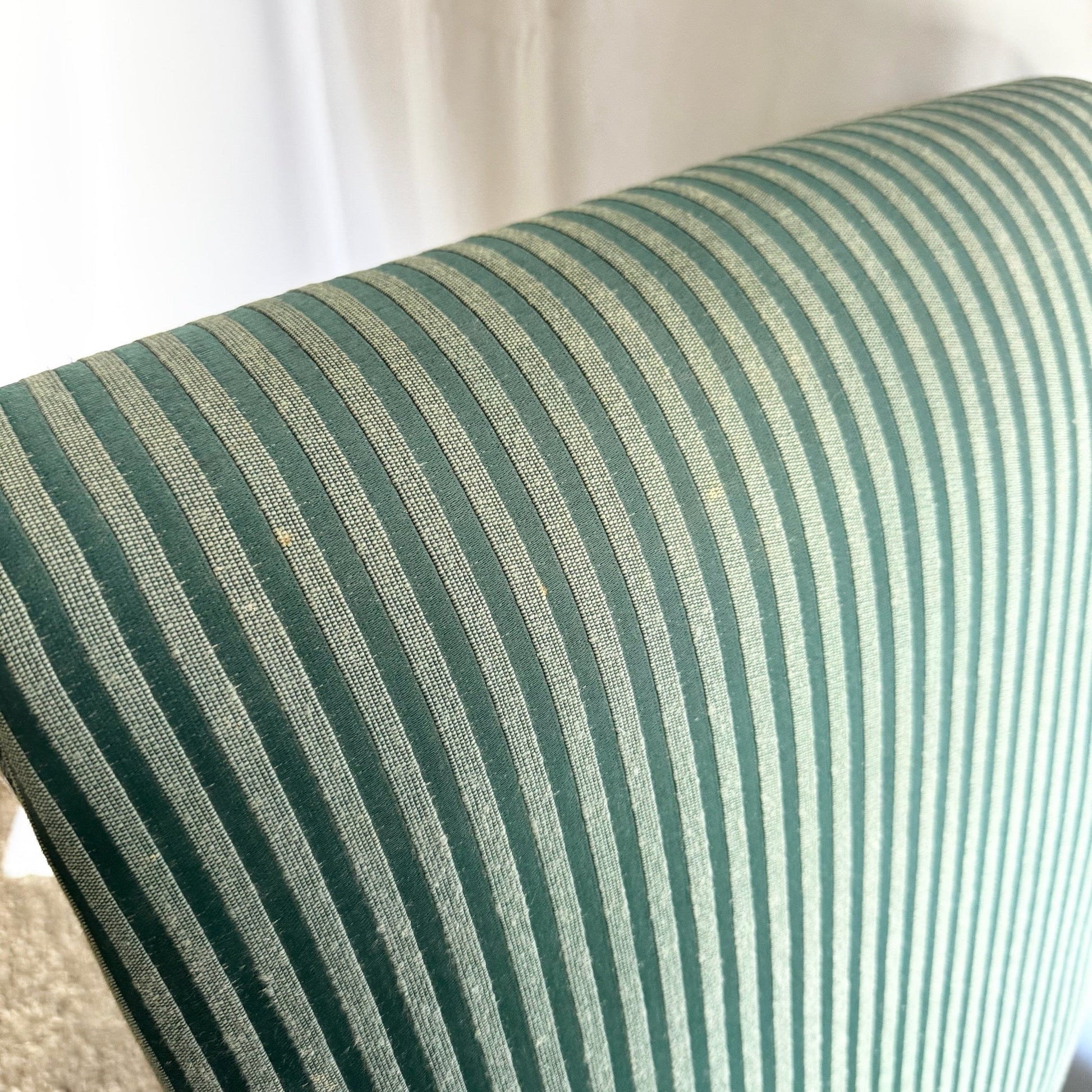 Postmodern Green Striped Fabric Parsons Dining Chairs - Set of 6 - Dolphin & Flamingo