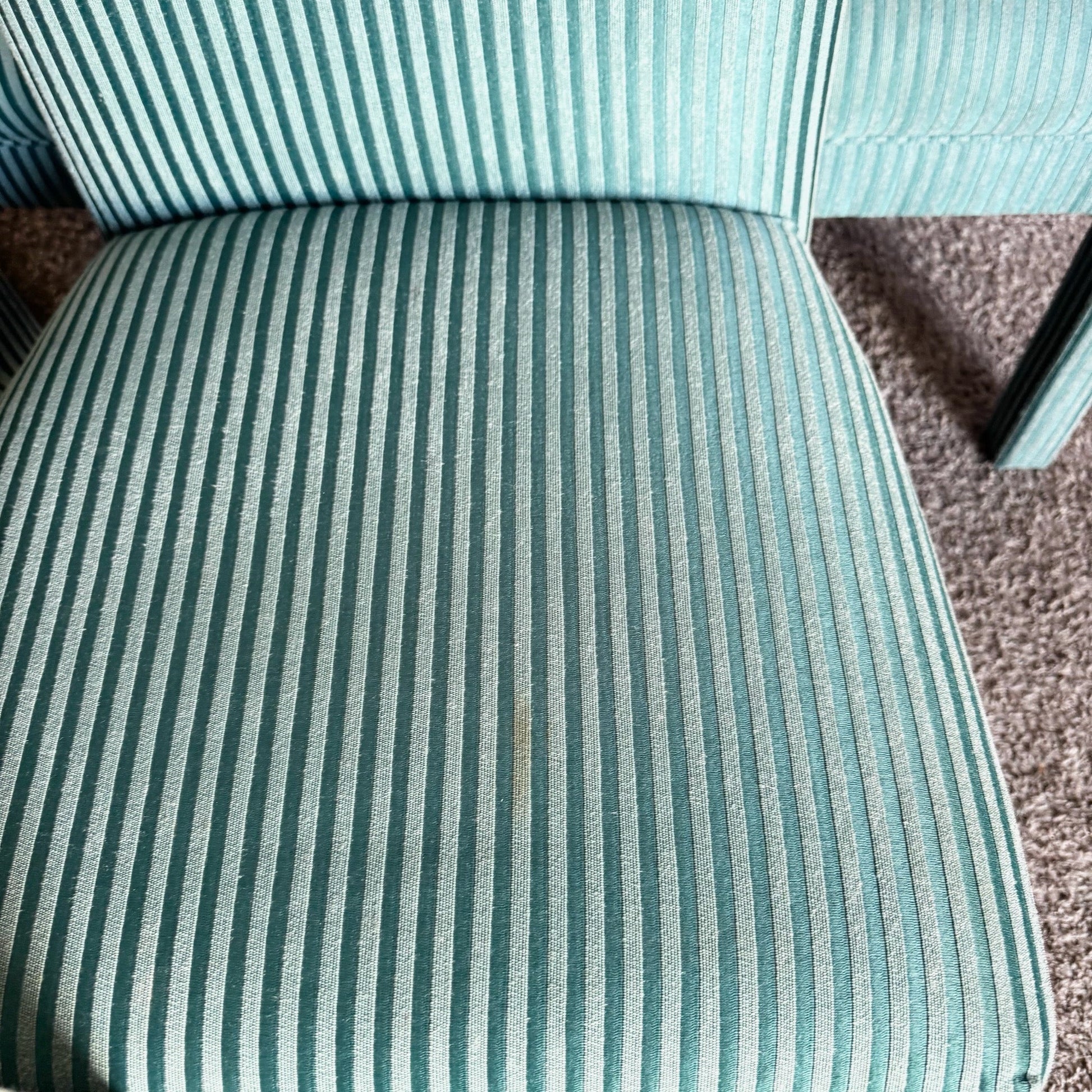 Postmodern Green Striped Fabric Parsons Dining Chairs - Set of 6 - Dolphin & Flamingo