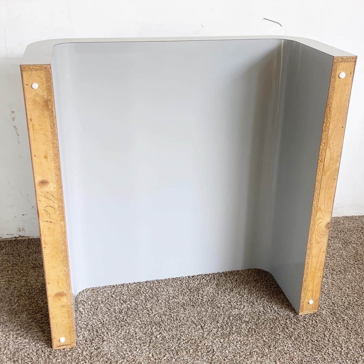 Postmodern Grey Lacquer Laminate Waterfall Coffee Table - Dolphin & Flamingo