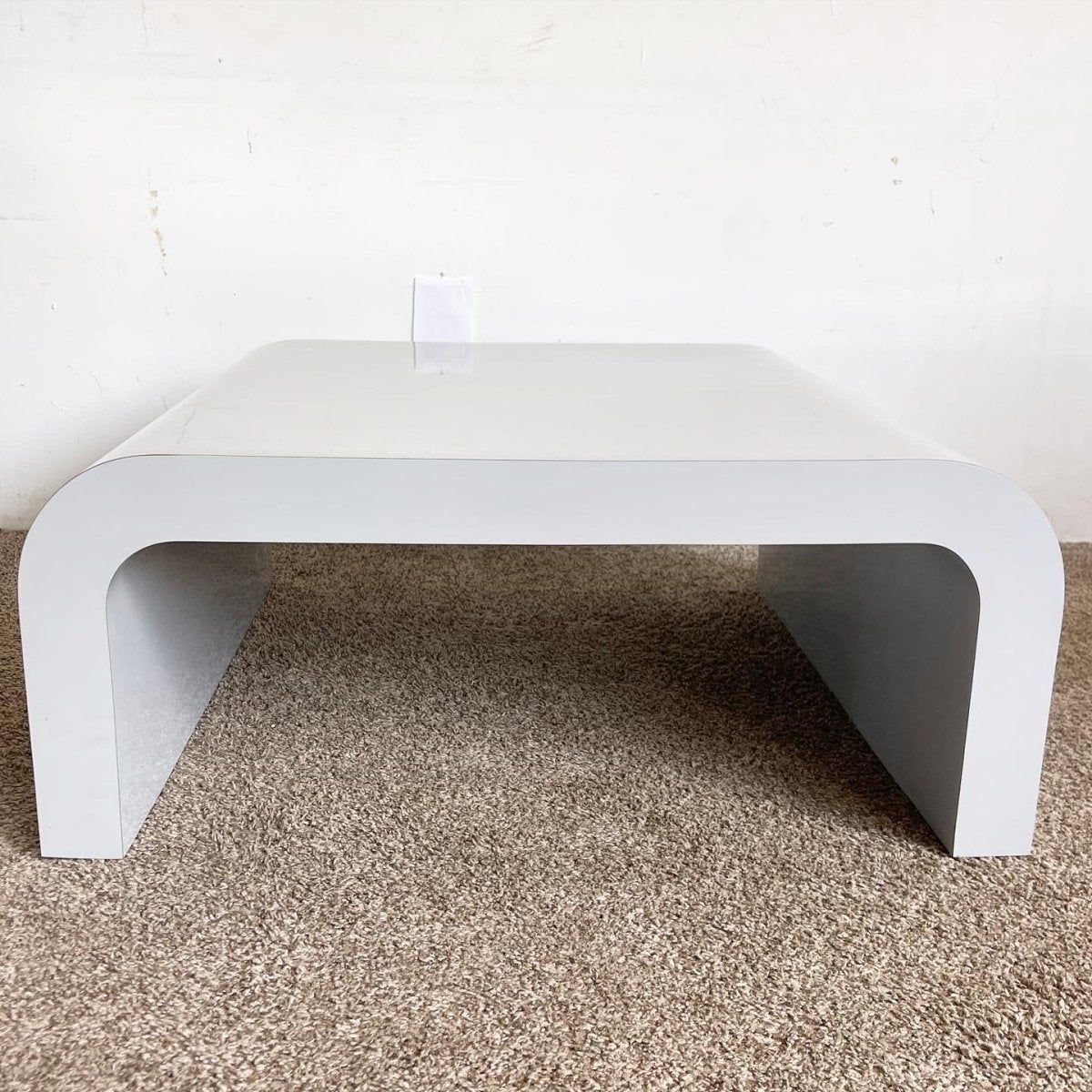 Postmodern Grey Lacquer Laminate Waterfall Coffee Table - Dolphin & Flamingo