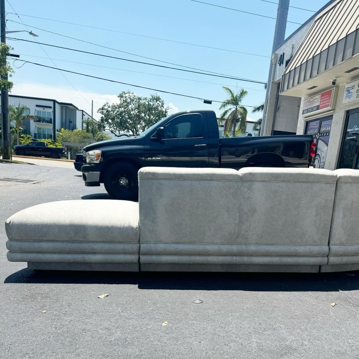 Postmodern Grey Sculpted Sectional Sofa With Ottomans by Bernhardt - Dolphin & Flamingo