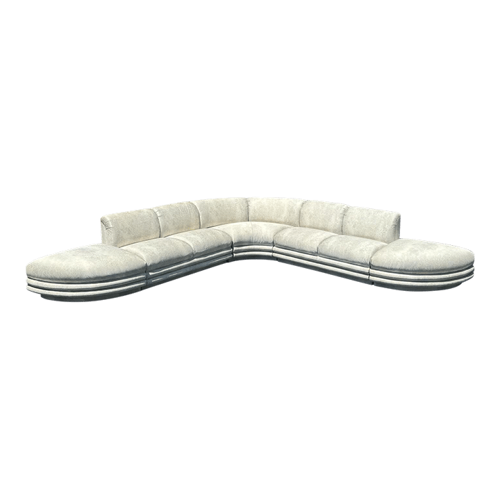 Postmodern Grey Sculpted Sectional Sofa With Ottomans by Bernhardt - Dolphin & Flamingo