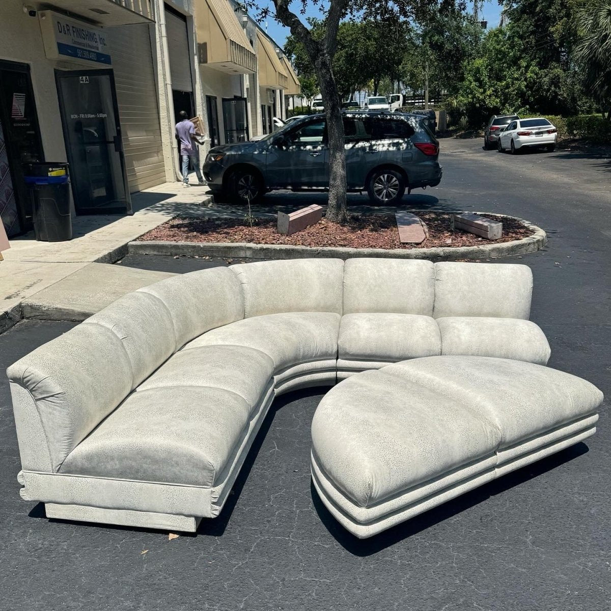 Postmodern Grey Sculpted Sectional Sofa With Ottomans by Bernhardt - Dolphin & Flamingo