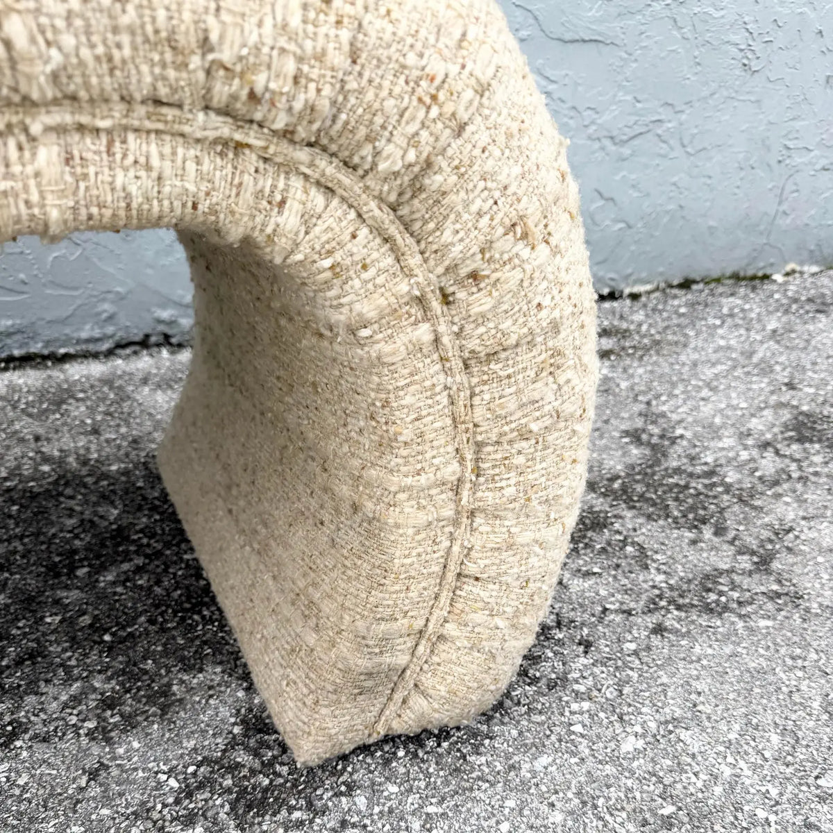 Postmodern Haitian Cotton Upholstered Flared Waterfall Bench