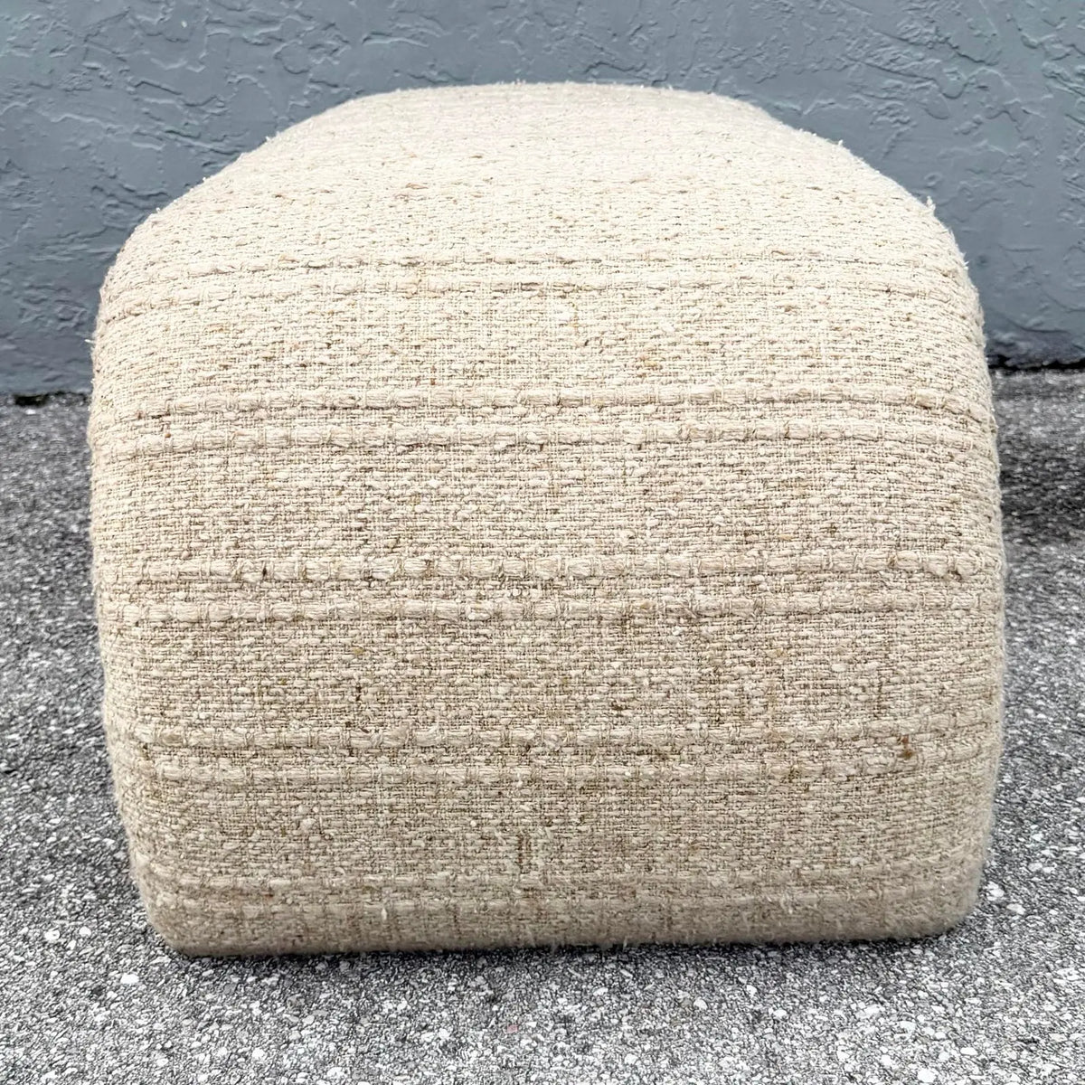 Postmodern Haitian Cotton Upholstered Flared Waterfall Bench