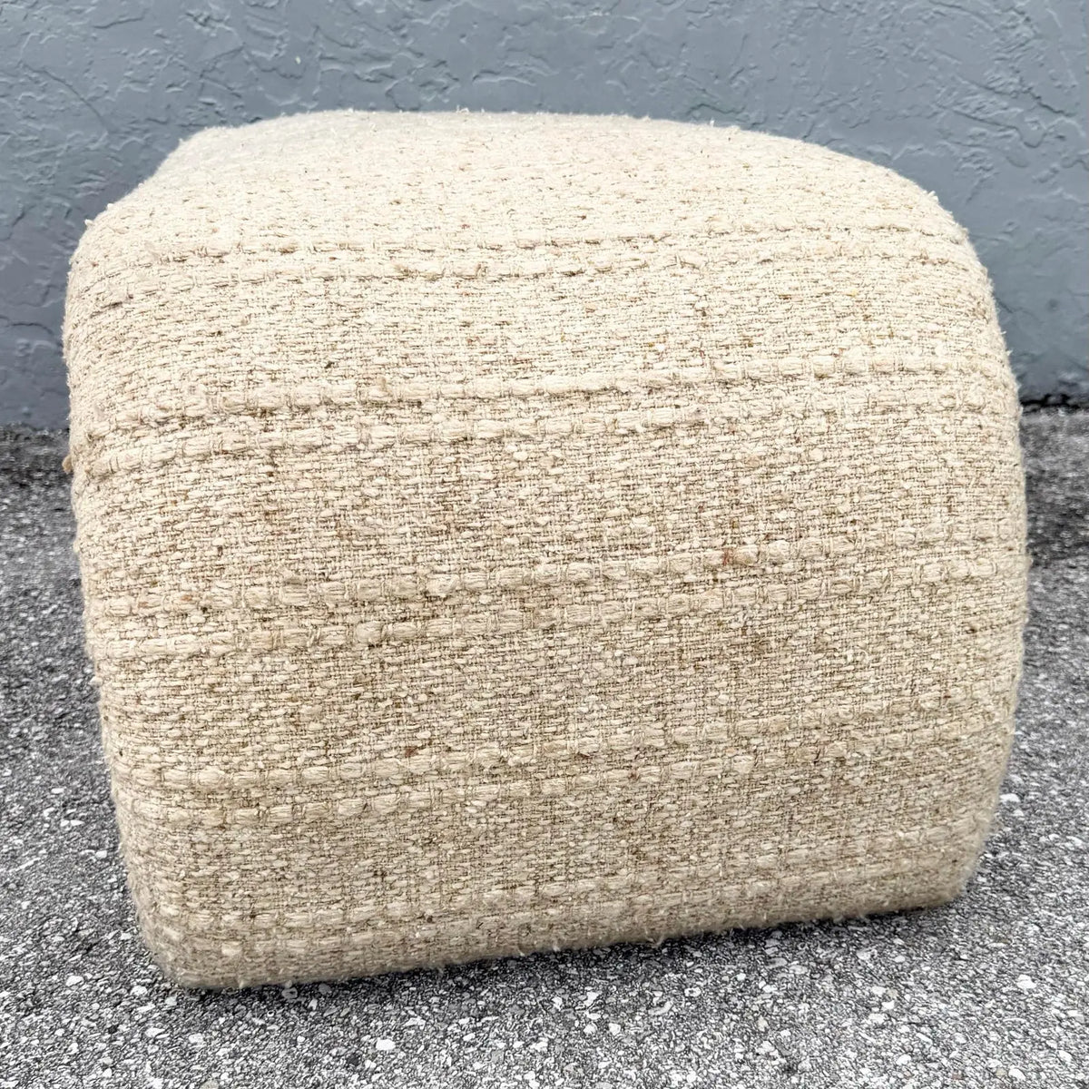 Postmodern Haitian Cotton Upholstered Flared Waterfall Bench