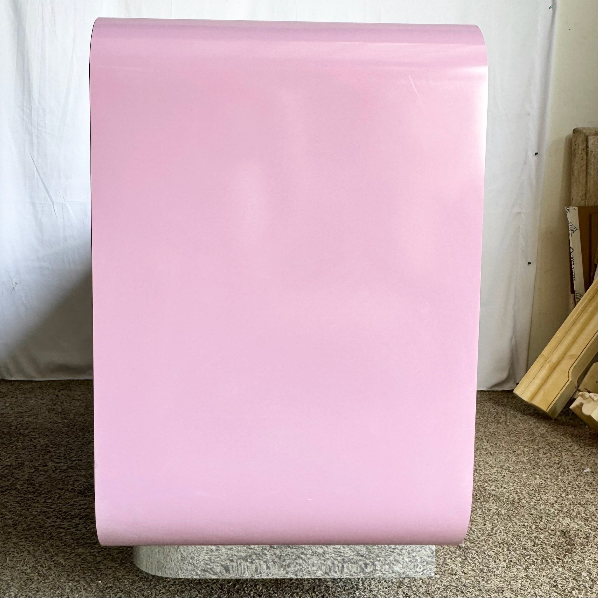 Postmodern Light Purple Gloss Laminate Waterfall Dresser With Chrome Base - Dolphin & Flamingo