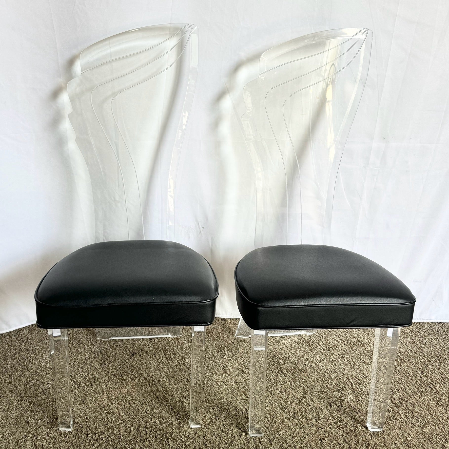 Postmodern Lucite High Back Dining Chair - Set of 4 - Dolphin & Flamingo