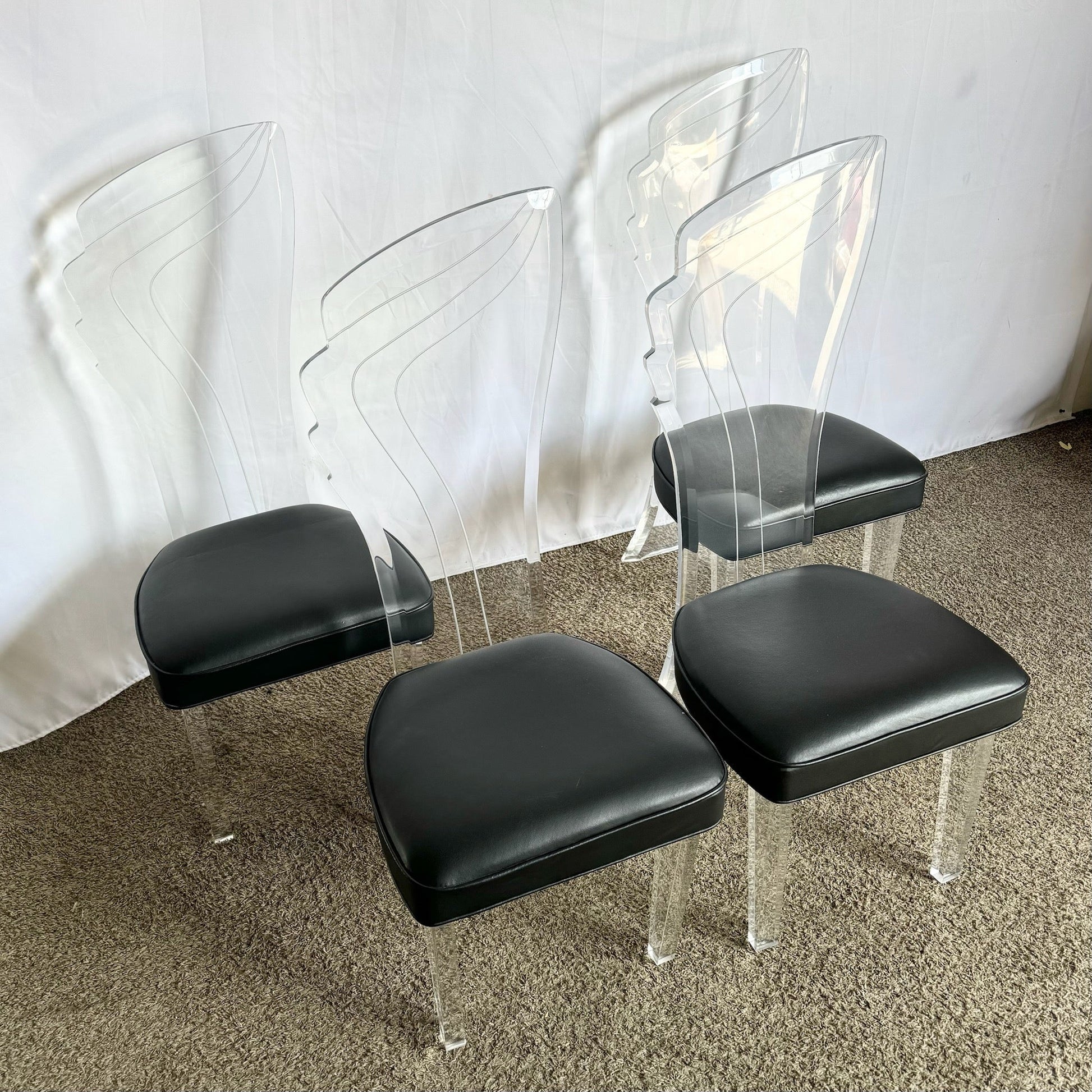 Postmodern Lucite High Back Dining Chair - Set of 4 - Dolphin & Flamingo