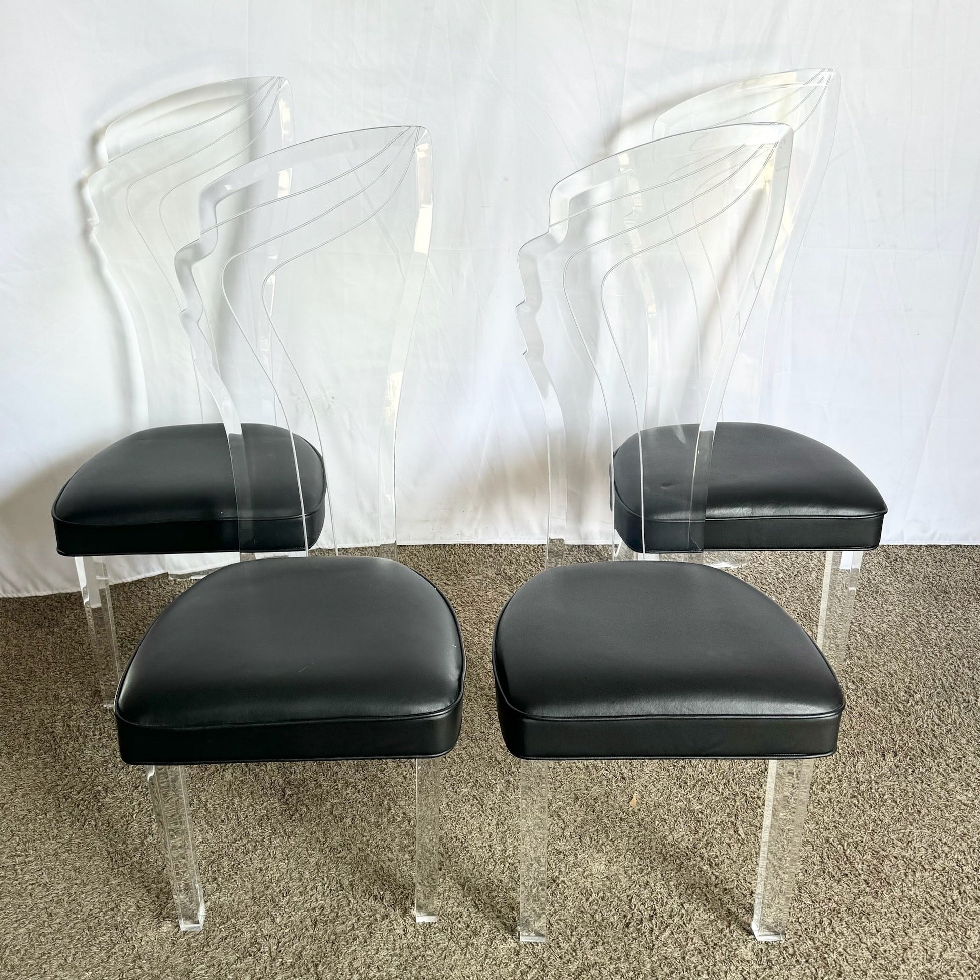 Postmodern Lucite High Back Dining Chair - Set of 4 - Dolphin & Flamingo
