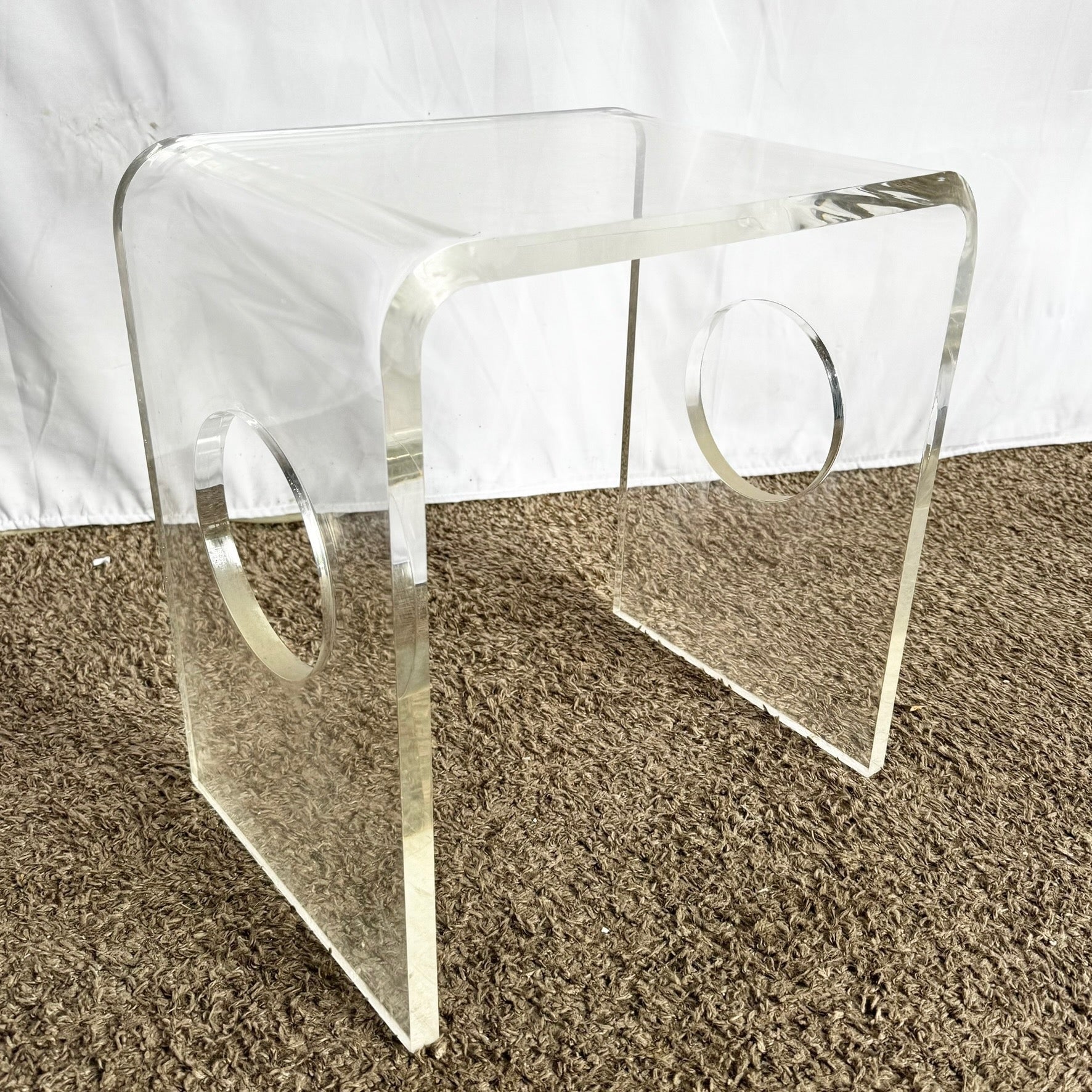 Postmodern Lucite Waterfall Low Stool - Dolphin & Flamingo