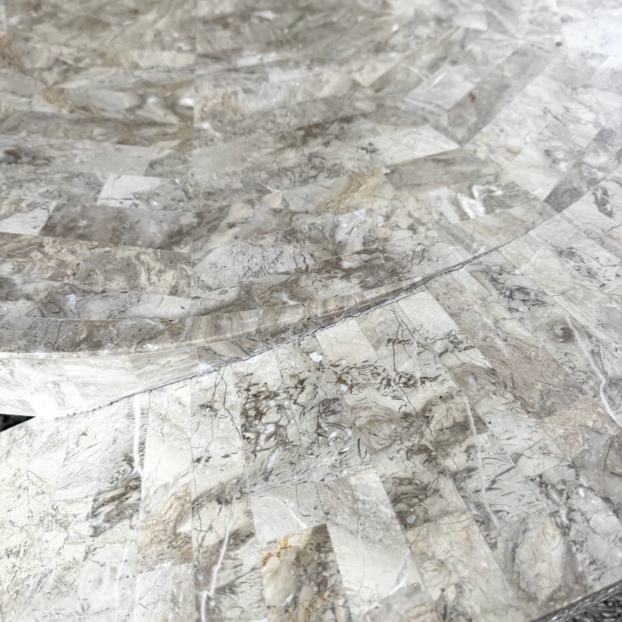Postmodern Sculpted Tessellated Stone Table – Dolphin & Flamingo
