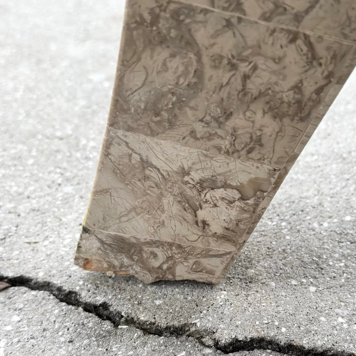 Postmodern Maitland Smith Style Sculpted Circular Polished Tessellated Stone Side Table - Dolphin & Flamingo